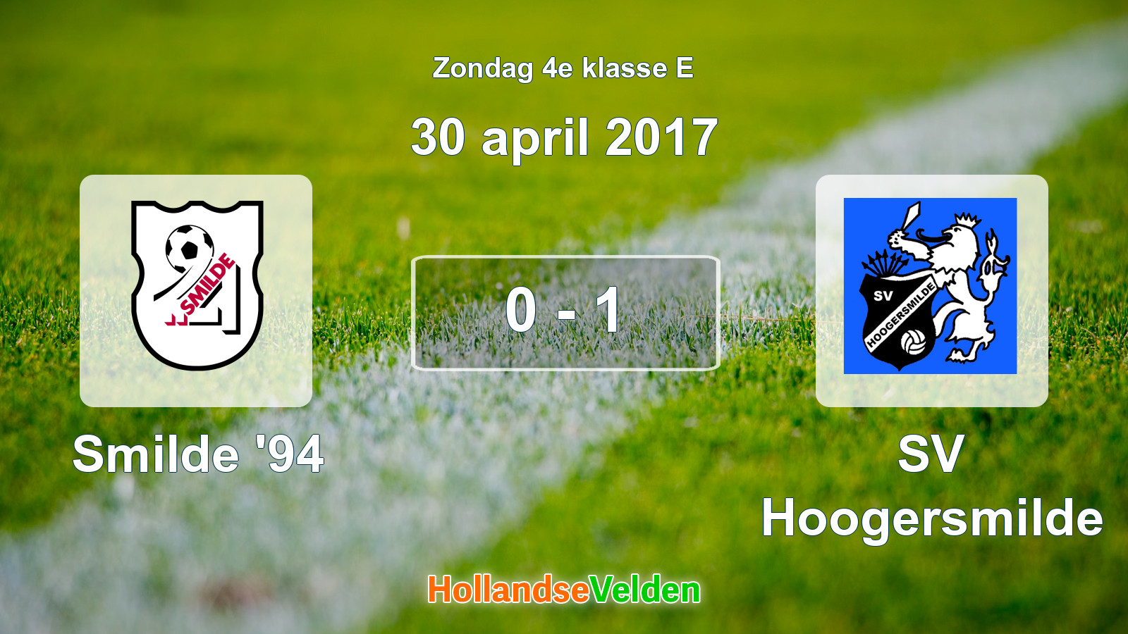Gespeelde wedstrijd: Smilde '94 - SV Hoogersmilde 0 - 1 (30 april 2017)