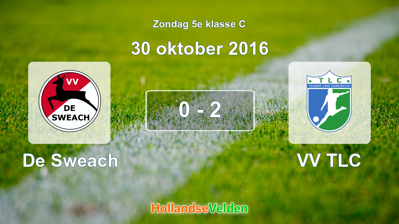 Gespeelde wedstrijd: De Sweach - VV TLC 0 - 2 (30 oktober 2016)