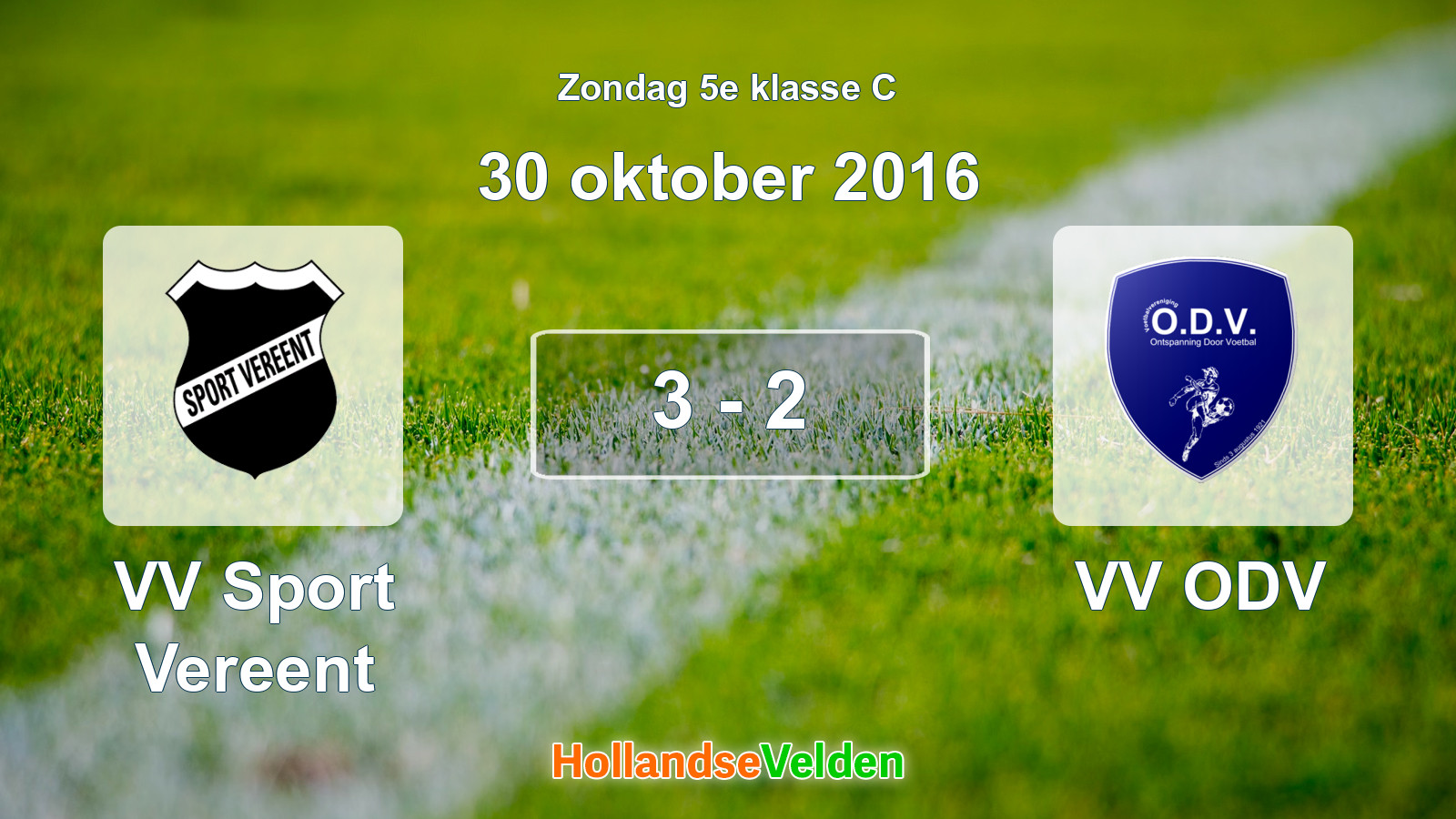 Gespeelde wedstrijd: VV Sport Vereent - VV ODV 3 - 2 (30 oktober 2016)