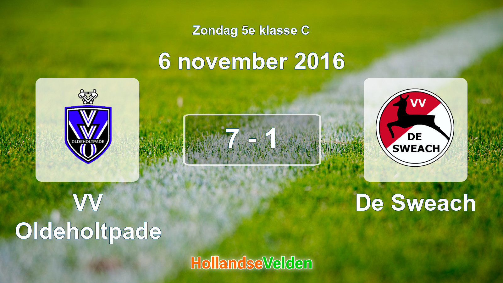 Gespeelde wedstrijd: VV Oldeholtpade - De Sweach 7 - 1 (6 november 2016)