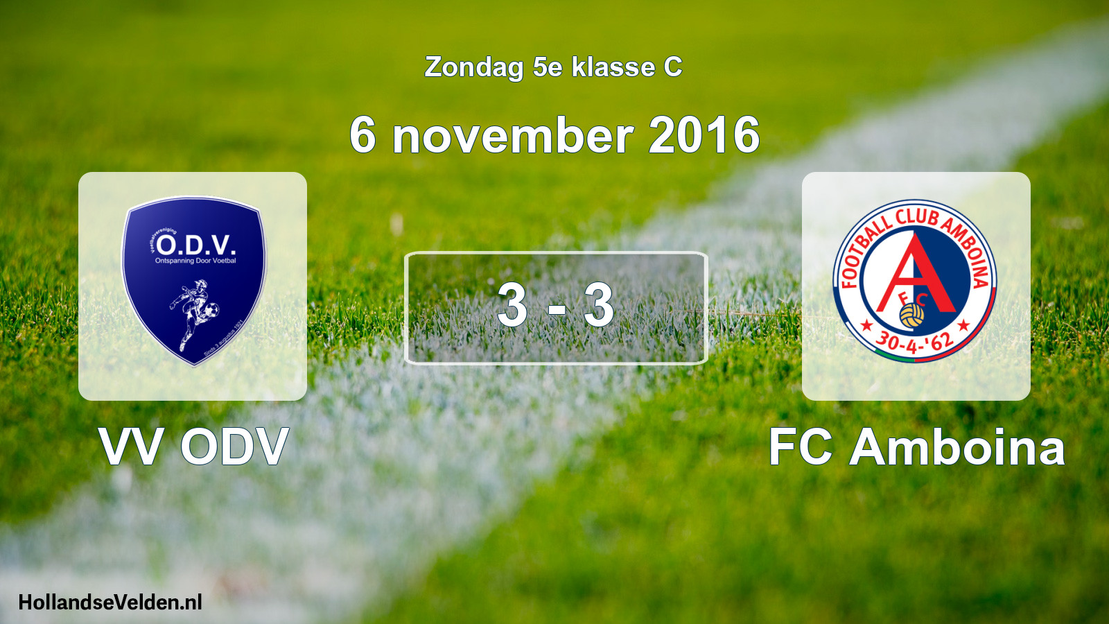 Gespeelde wedstrijd: VV ODV - FC Amboina 3 - 3 (6 november 2016)