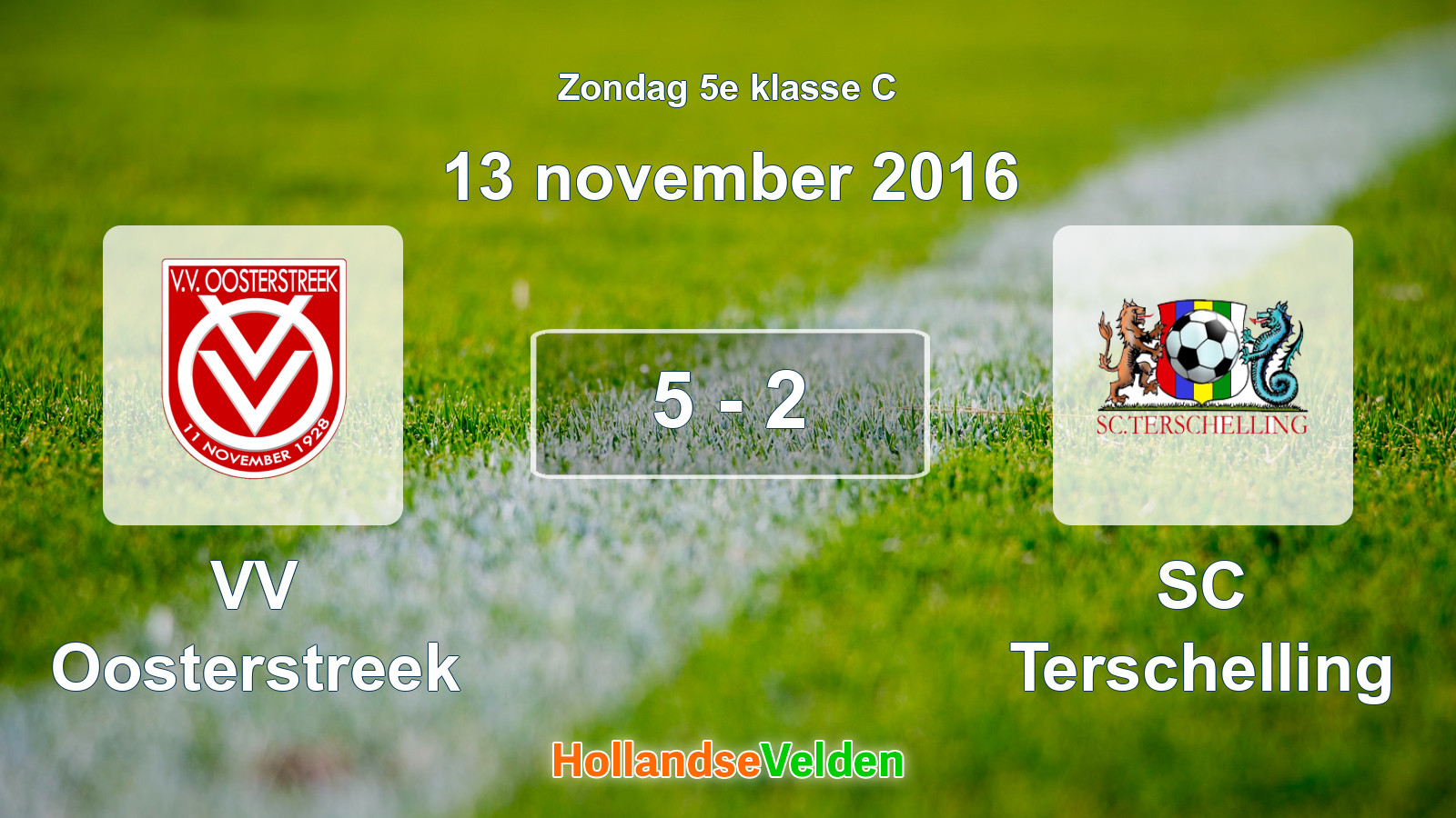Gespeelde wedstrijd: VV Oosterstreek - SC Terschelling 5 - 2 (13 november 2016)