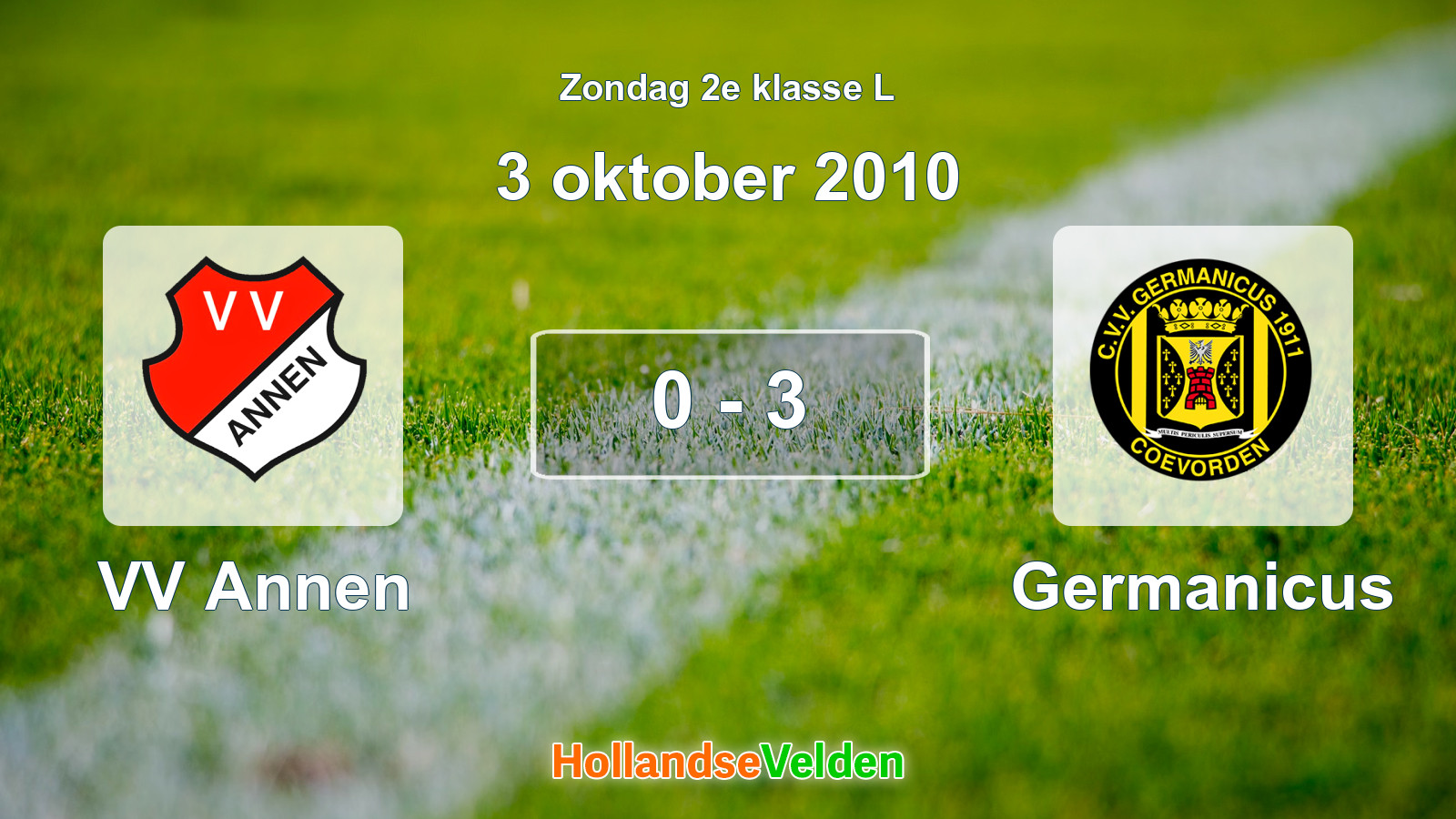 Gespeelde wedstrijd: VV Annen - Germanicus 0 - 3 (3 oktober 2010)