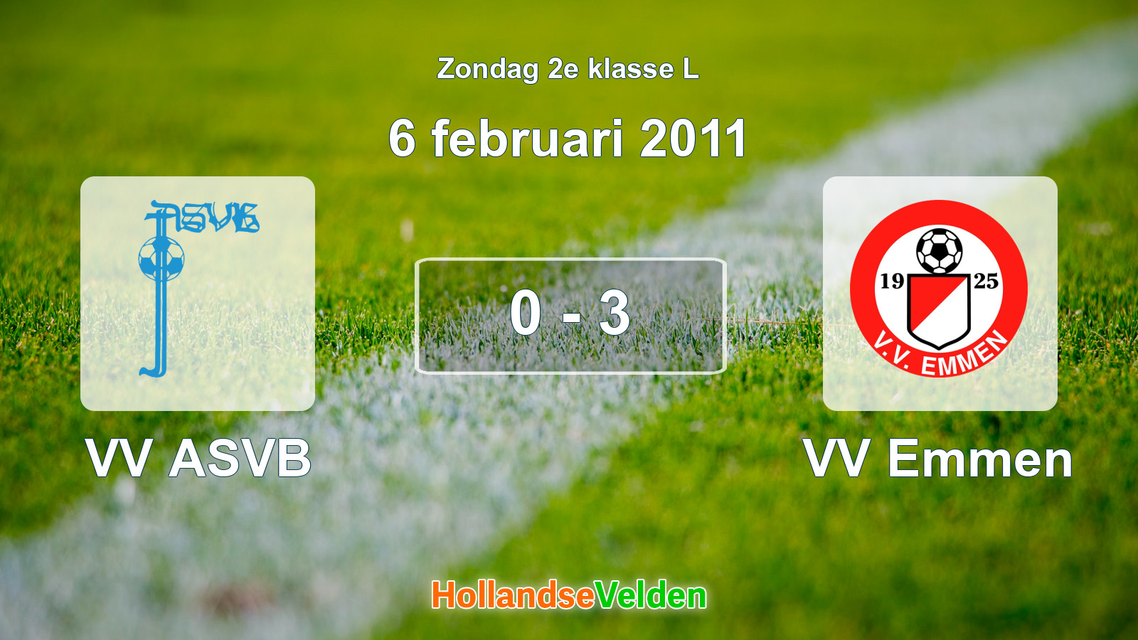 Gespeelde wedstrijd: VV ASVB - VV Emmen 0 - 3 (6 februari 2011)