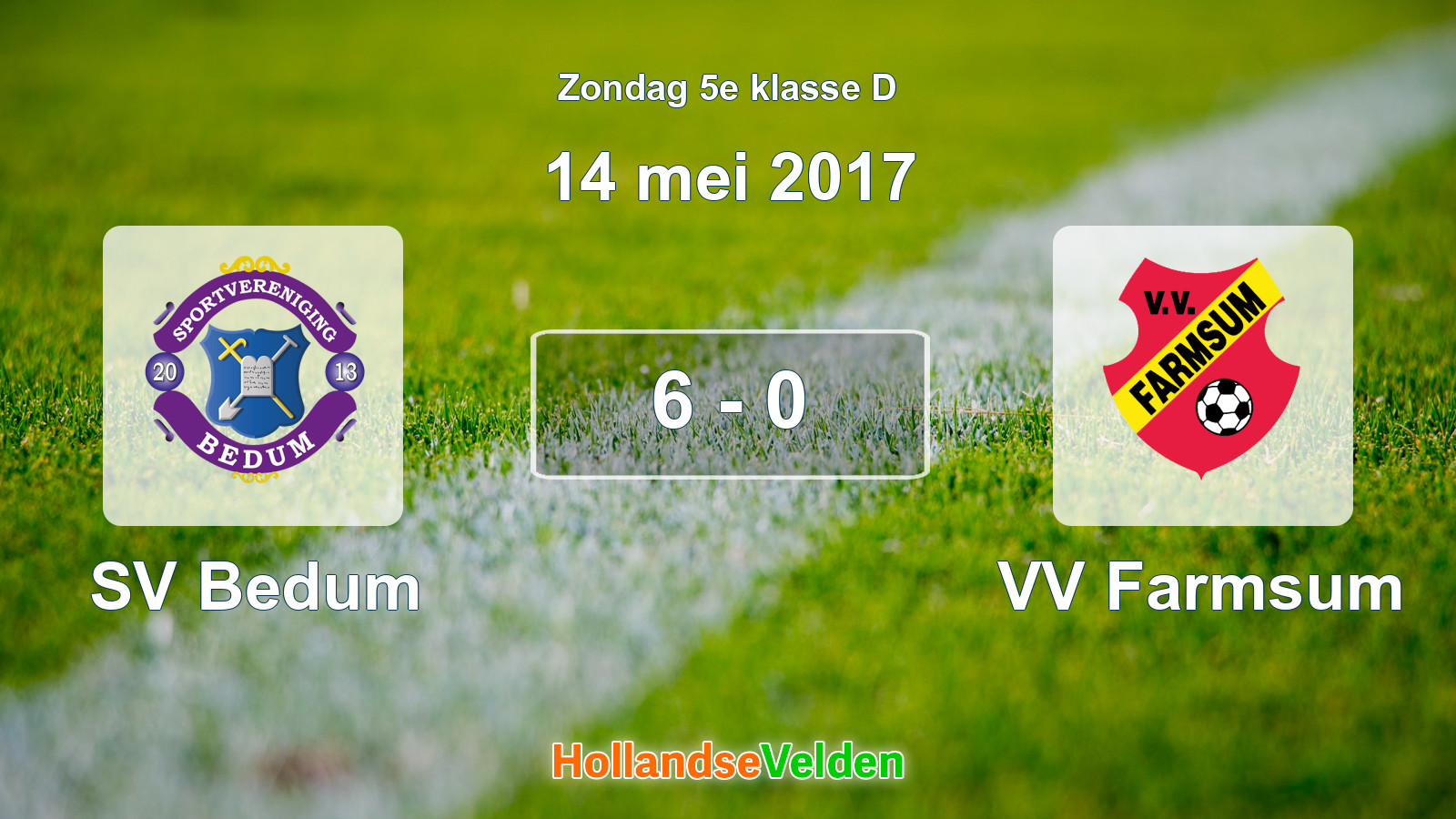 Gespeelde wedstrijd: SV Bedum - VV Farmsum 6 - 0 (14 mei 2017)