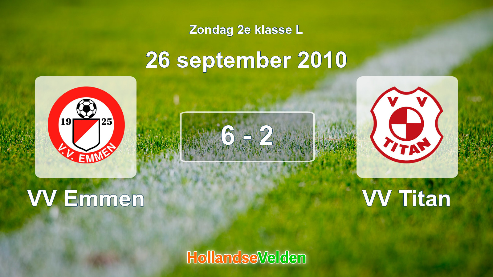 Gespeelde wedstrijd: VV Emmen - VV Titan 6 - 2 (26 september 2010)