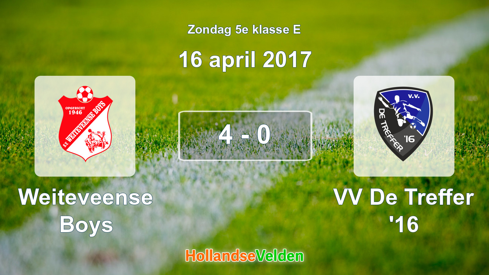 Gespeelde wedstrijd: Weiteveense Boys - VV De Treffer '16 4 - 0 (16 april 2017)