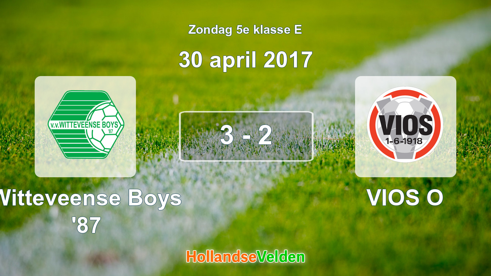 Gespeelde wedstrijd: Witteveense Boys '87 - VIOS O 3 - 2 (30 april 2017)