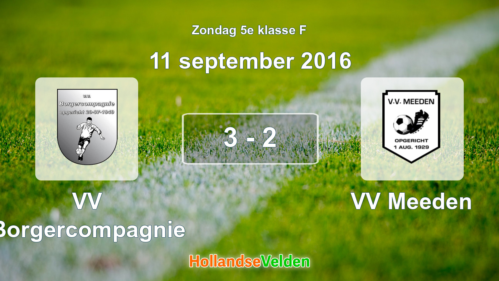Gespeelde wedstrijd: VV Borgercompagnie - VV Meeden 3 - 2 (11 september 2016)