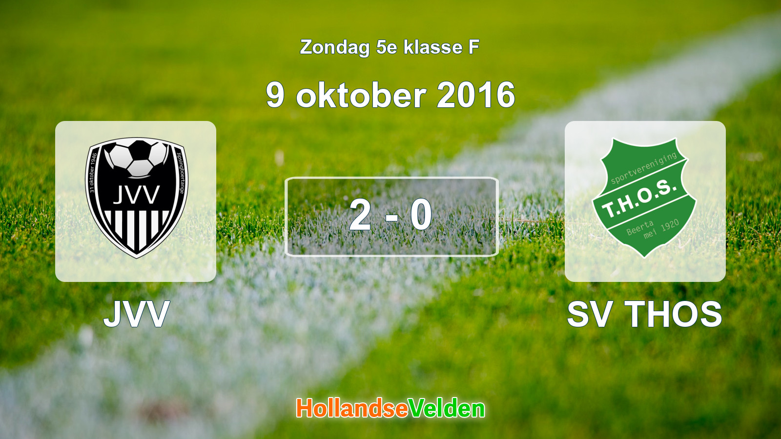 Gespeelde wedstrijd: JVV - SV THOS 2 - 0 (9 oktober 2016)