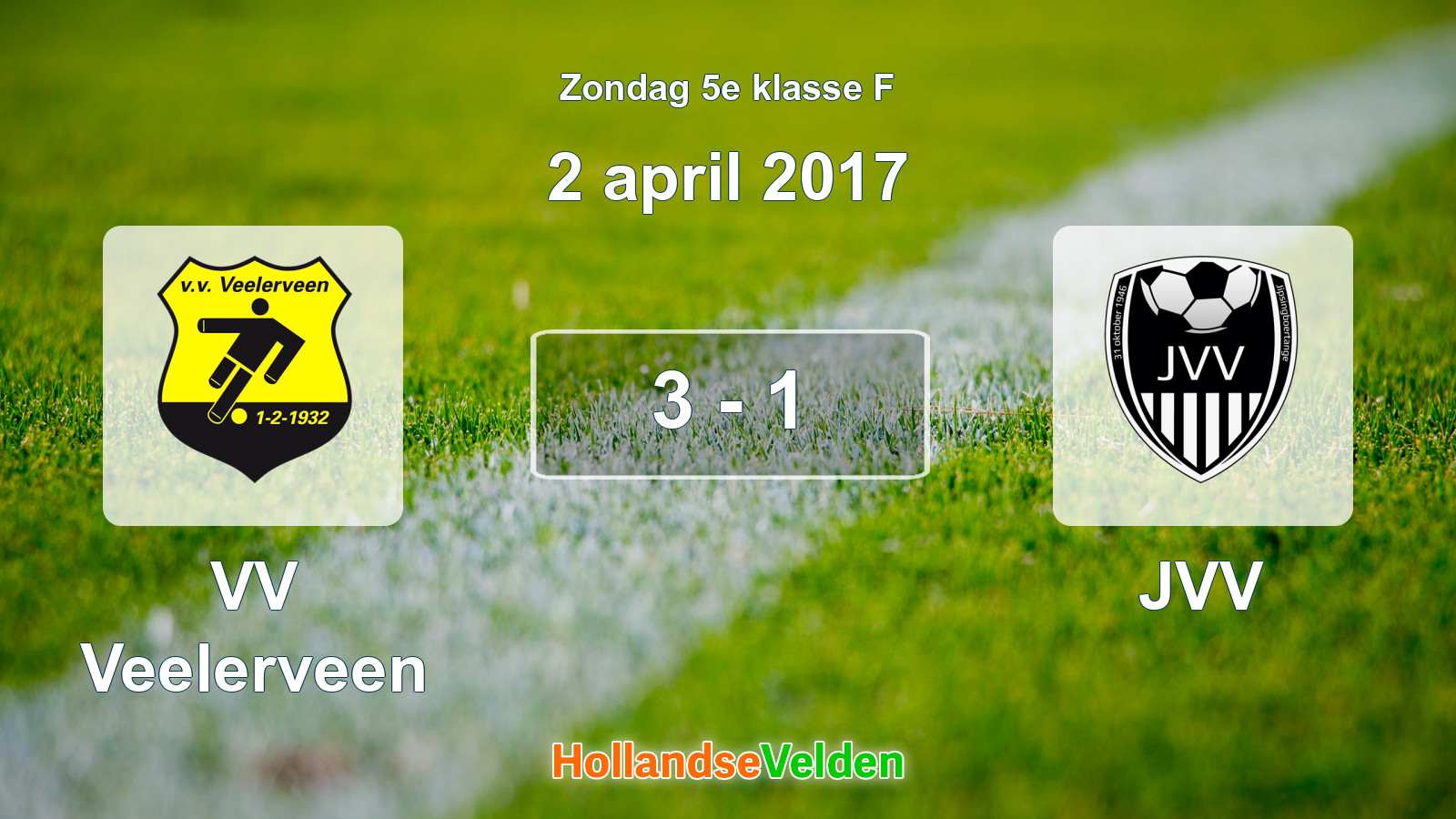 Gespeelde wedstrijd: VV Veelerveen - JVV 3 - 1 (2 april 2017)
