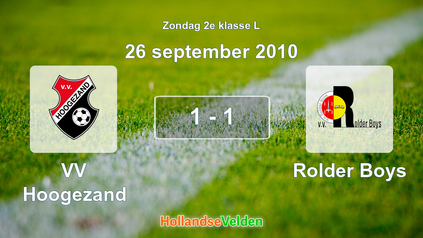 Gespeelde wedstrijd: VV Hoogezand - Rolder Boys 1 - 1 (26 september 2010)