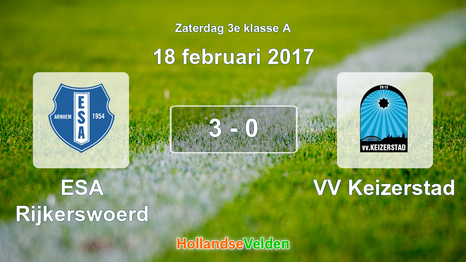 Gespeelde wedstrijd: ESA Rijkerswoerd - VV Keizerstad 3 - 0 (18 februari 2017)