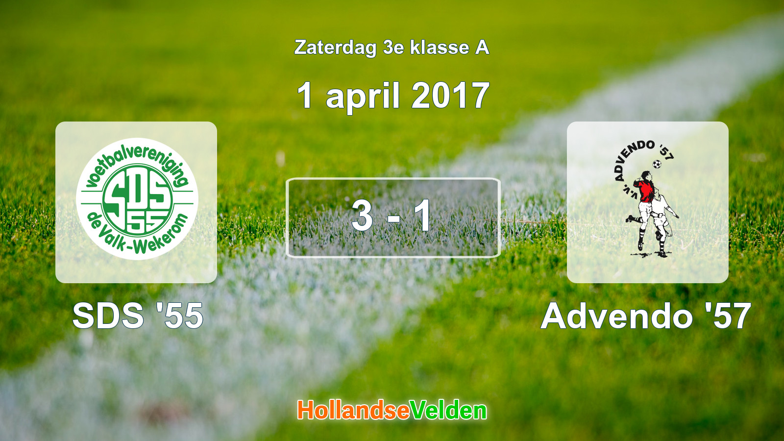 Gespeelde wedstrijd: SDS '55 - Advendo '57 3 - 1 (1 april 2017)