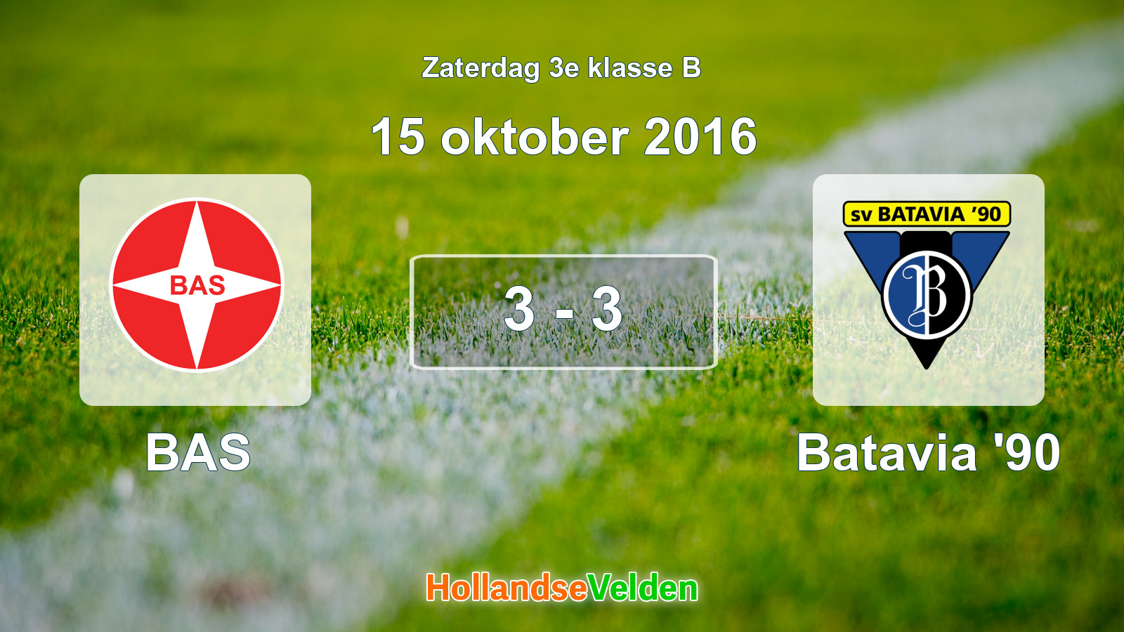 Gespeelde wedstrijd: BAS - Batavia '90 3 - 3 (15 oktober 2016)