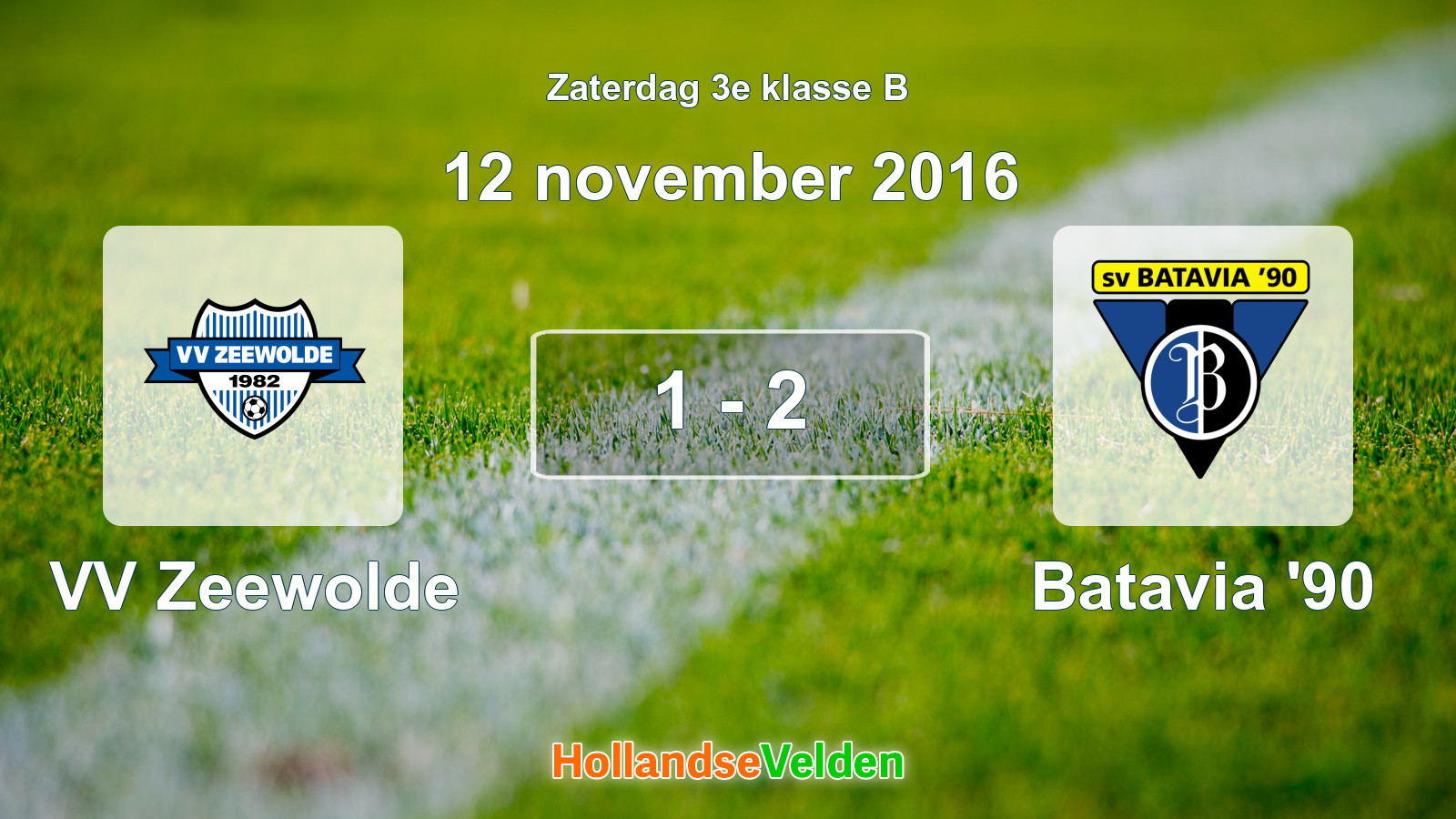Gespeelde wedstrijd: VV Zeewolde - Batavia '90 1 - 2 (12 november 2016)