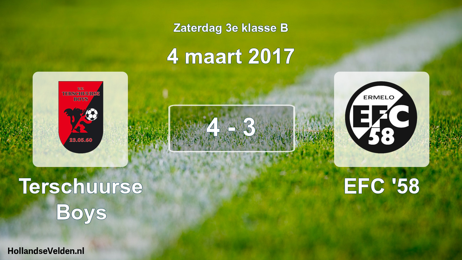 Gespeelde wedstrijd: Terschuurse Boys - EFC '58 4 - 3 (4 maart 2017)