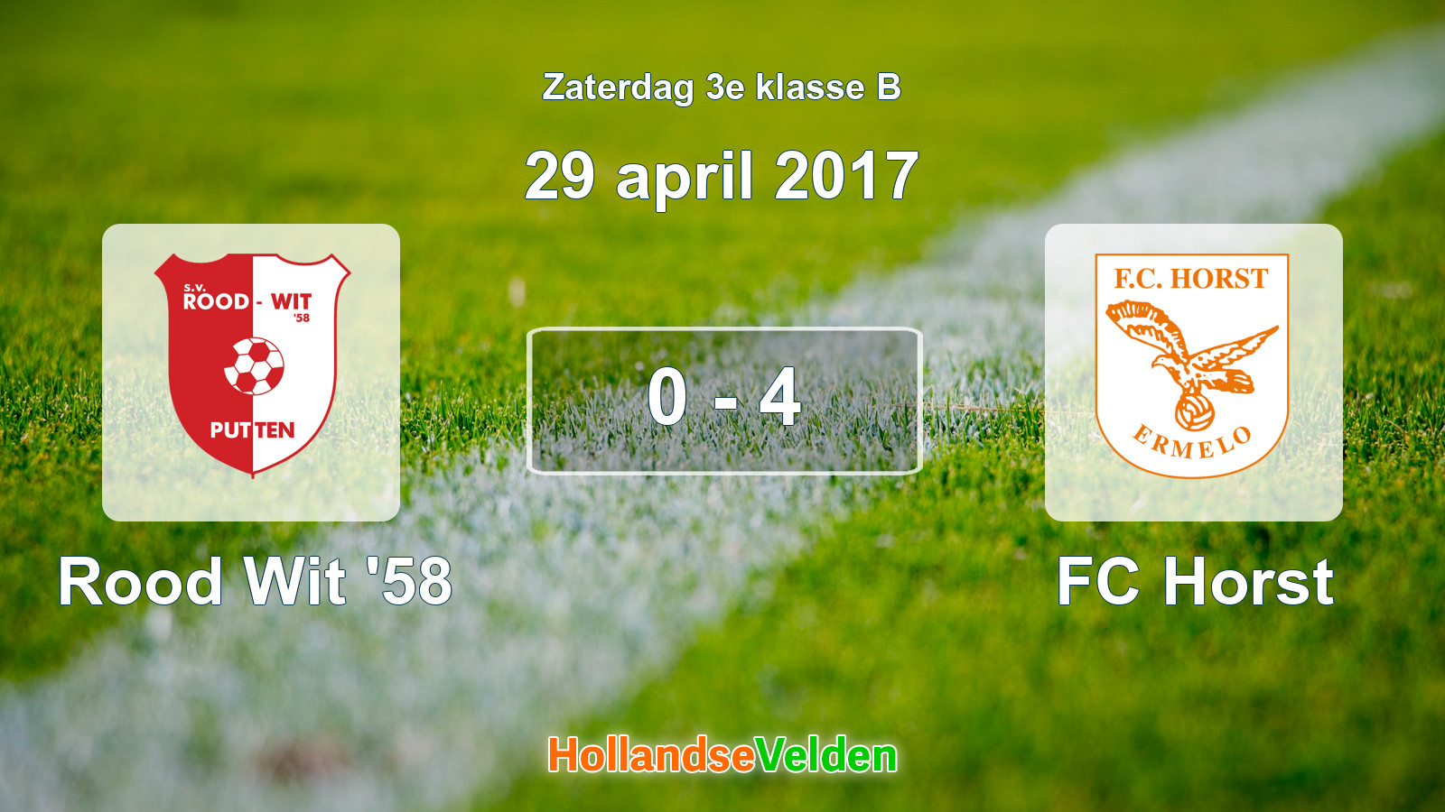 Gespeelde wedstrijd: Rood Wit '58 - FC Horst 0 - 4 (29 april 2017)