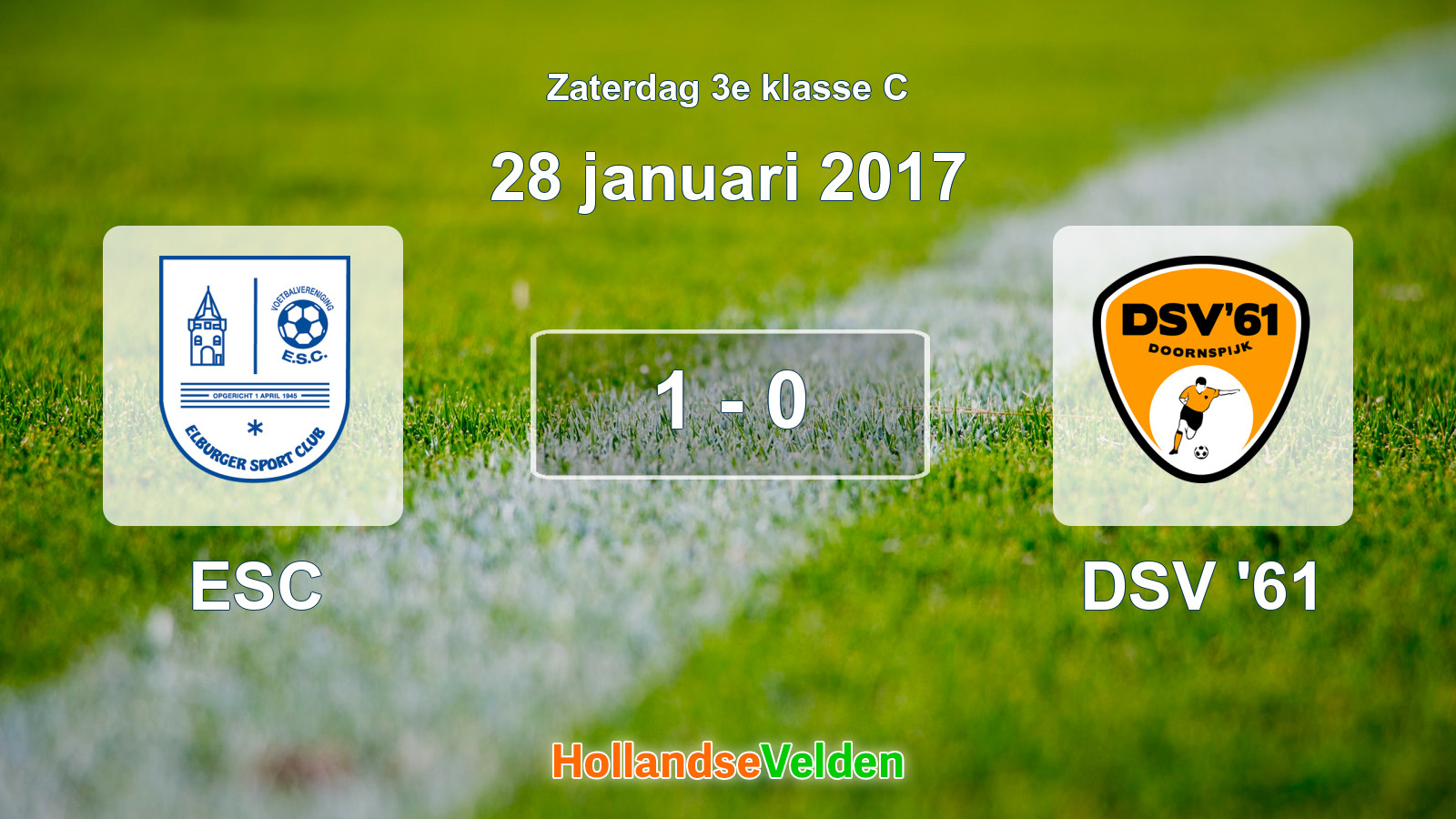 Gespeelde wedstrijd: ESC - DSV '61 1 - 0 (28 januari 2017)