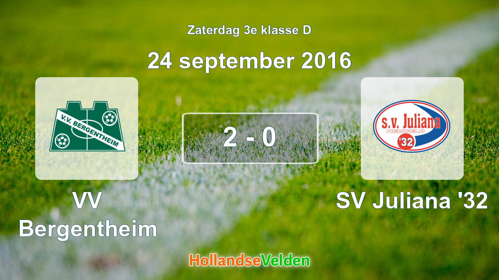 Gespeelde wedstrijd: VV Bergentheim - SV Juliana '32 2 - 0 (24 september 2016)