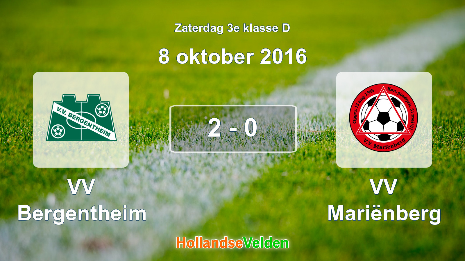 Gespeelde wedstrijd: VV Bergentheim - VV Mariënberg 2 - 0 (8 oktober 2016)