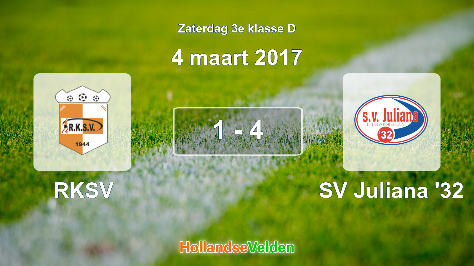 Gespeelde wedstrijd: RKSV - SV Juliana '32 1 - 4 (4 maart 2017)
