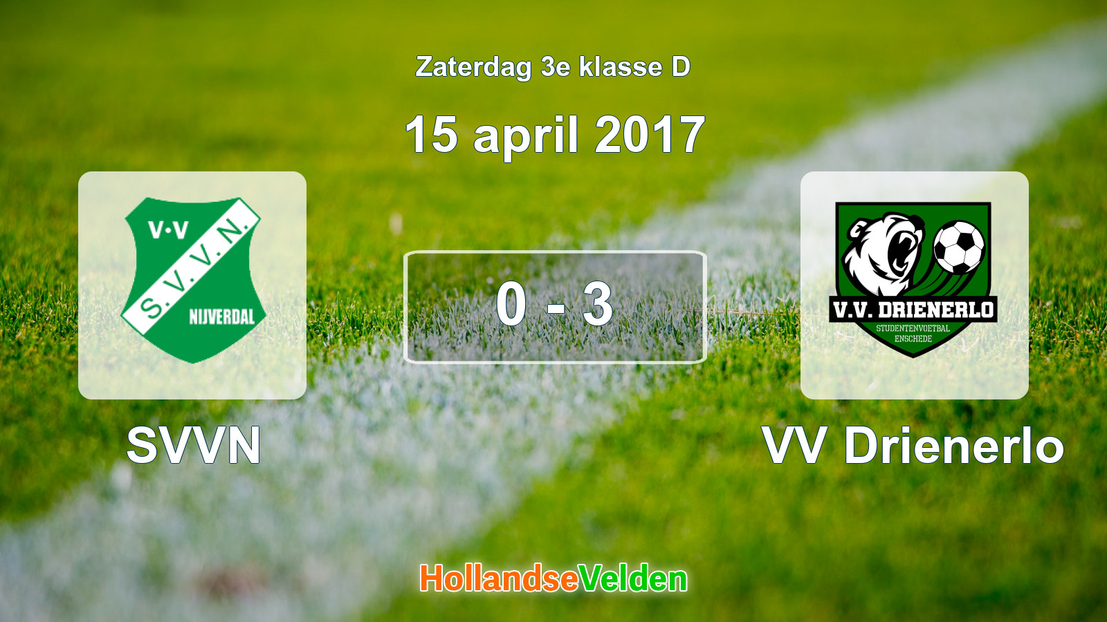 Gespeelde wedstrijd: SVVN - VV Drienerlo 0 - 3 (15 april 2017)