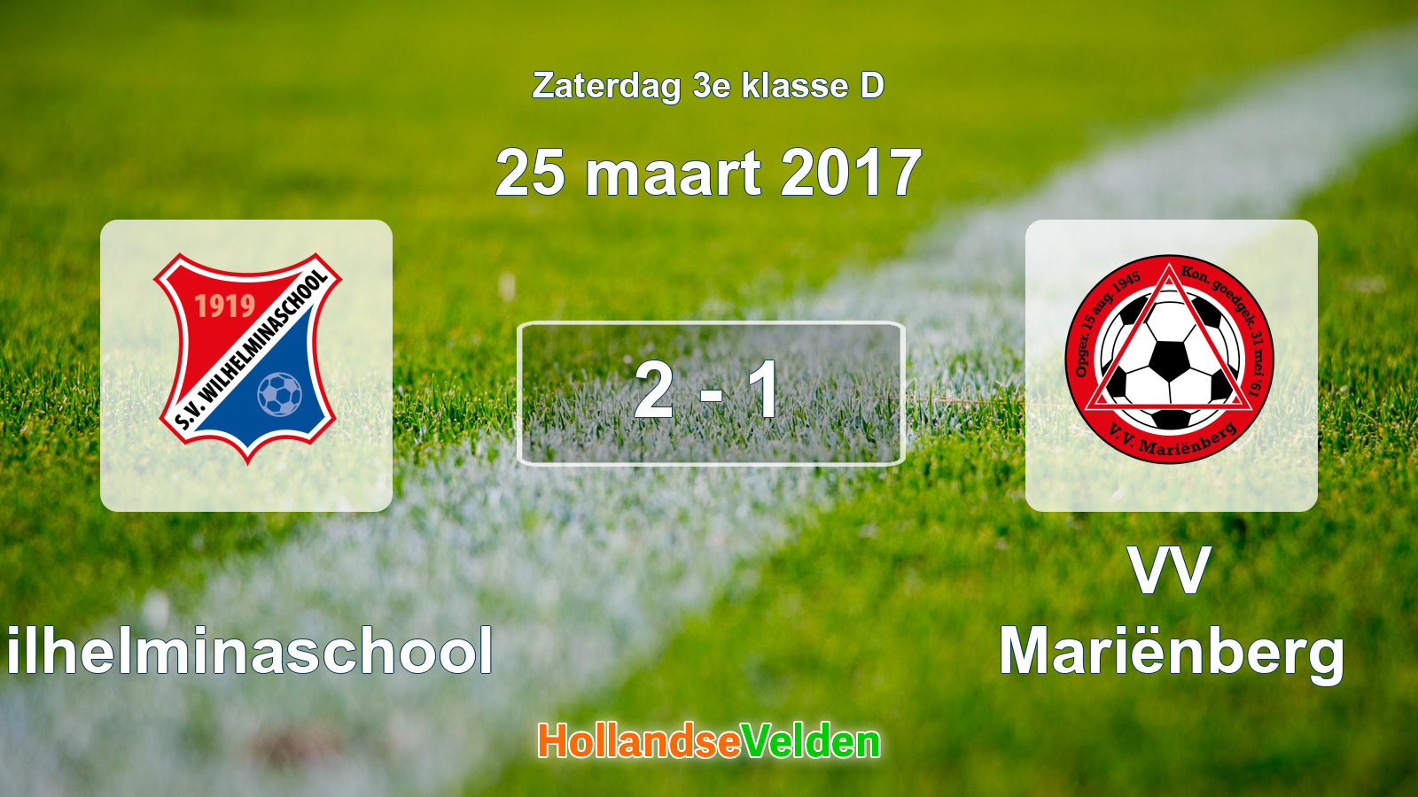 Gespeelde wedstrijd: Wilhelminaschool - VV Mariënberg 2 - 1 (25 maart 2017)