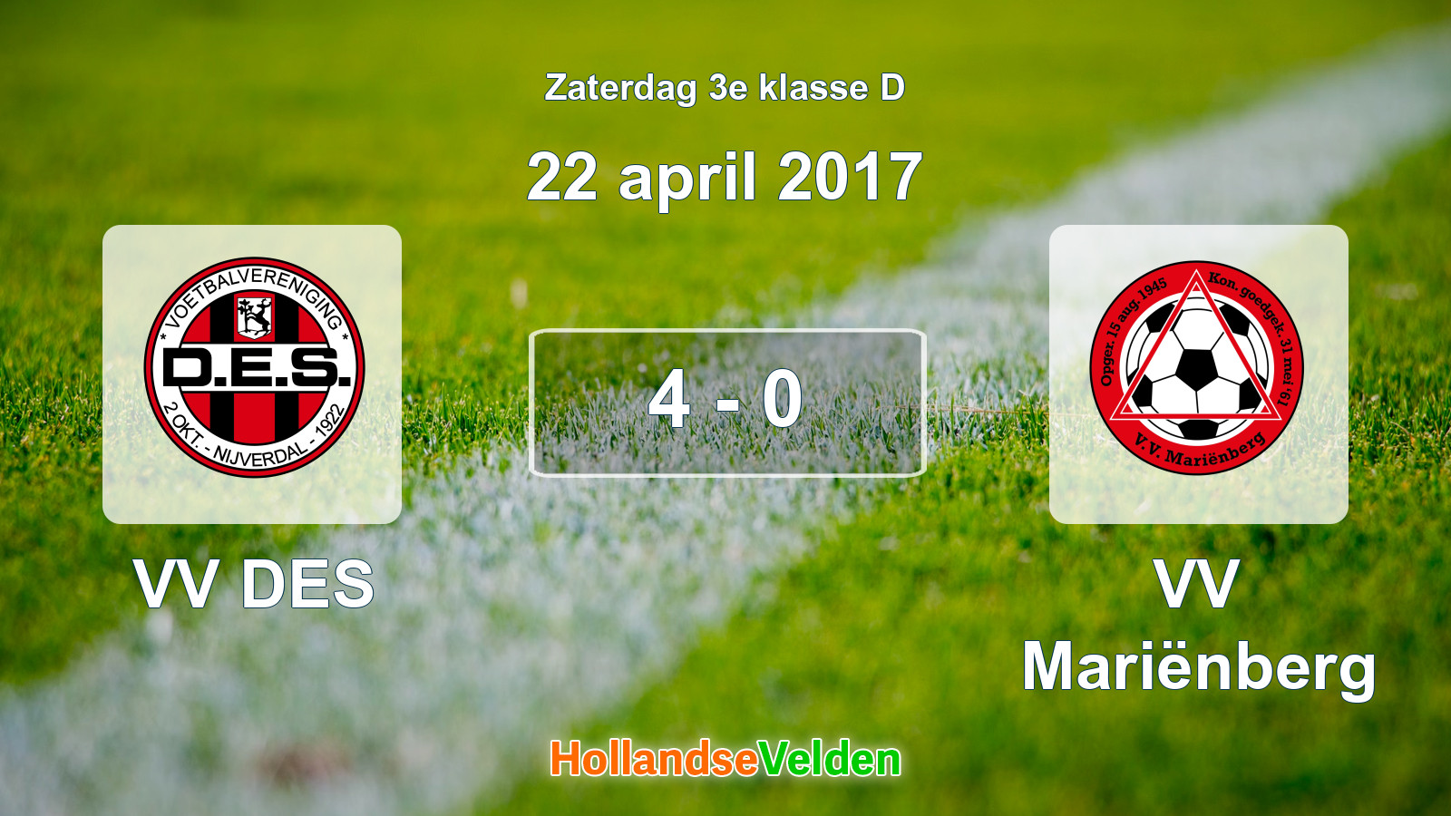 Gespeelde wedstrijd: VV DES - VV Mariënberg 4 - 0 (22 april 2017)