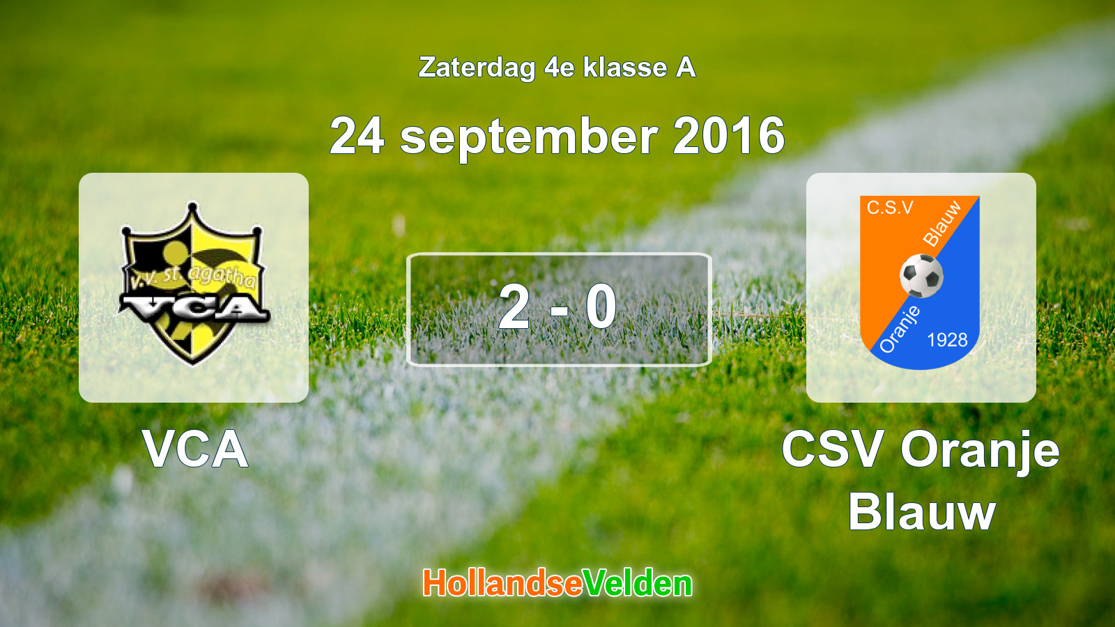 Gespeelde wedstrijd: VCA - CSV Oranje Blauw 2 - 0 (24 september 2016)