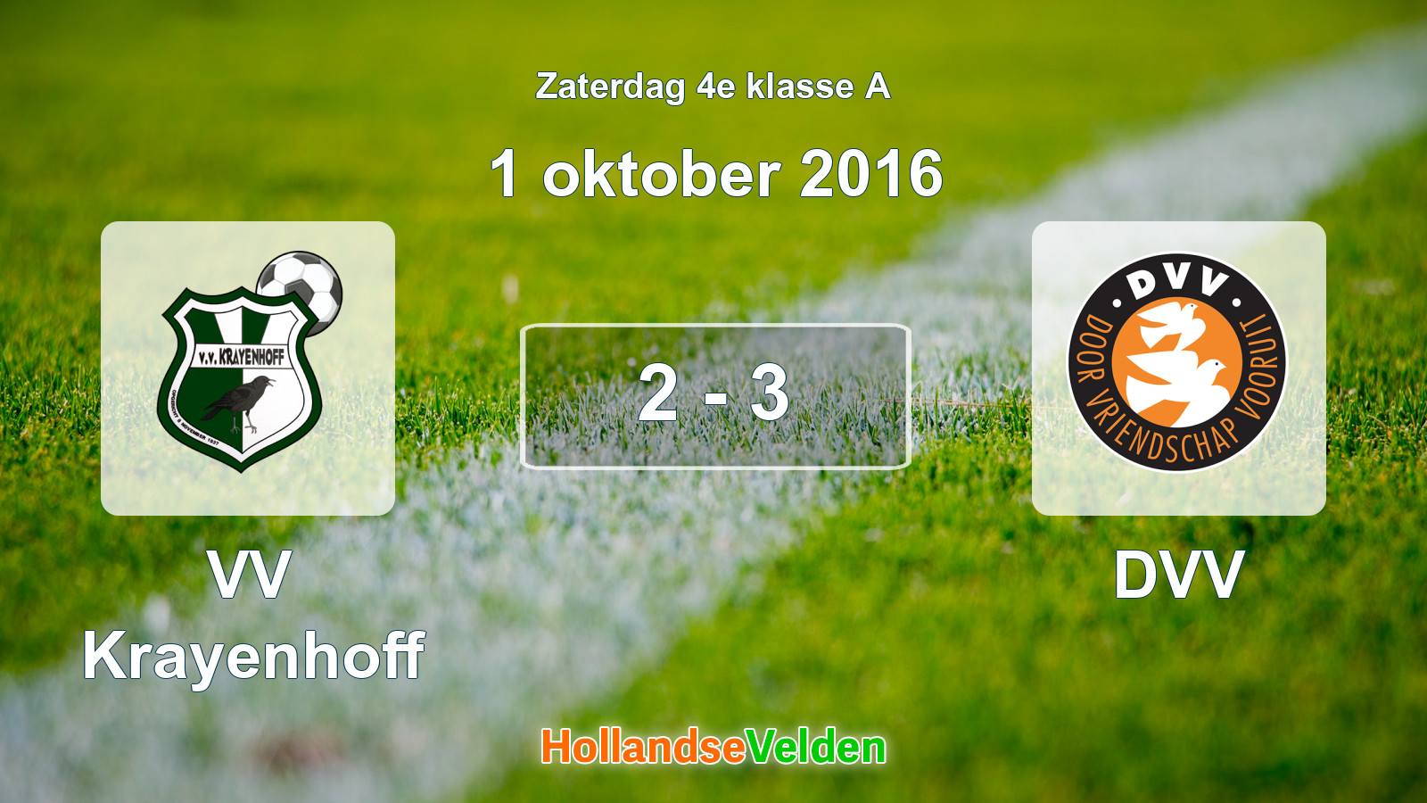 Gespeelde wedstrijd: VV Krayenhoff - DVV 2 - 3 (1 oktober 2016)