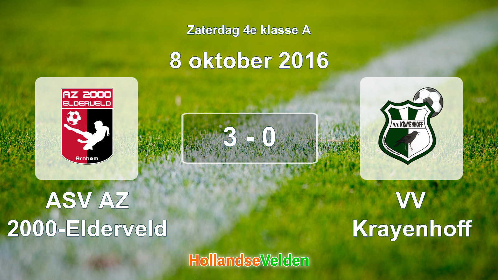 Gespeelde wedstrijd: ASV AZ 2000-Elderveld - VV Krayenhoff 3 - 0 (8 oktober 2016)