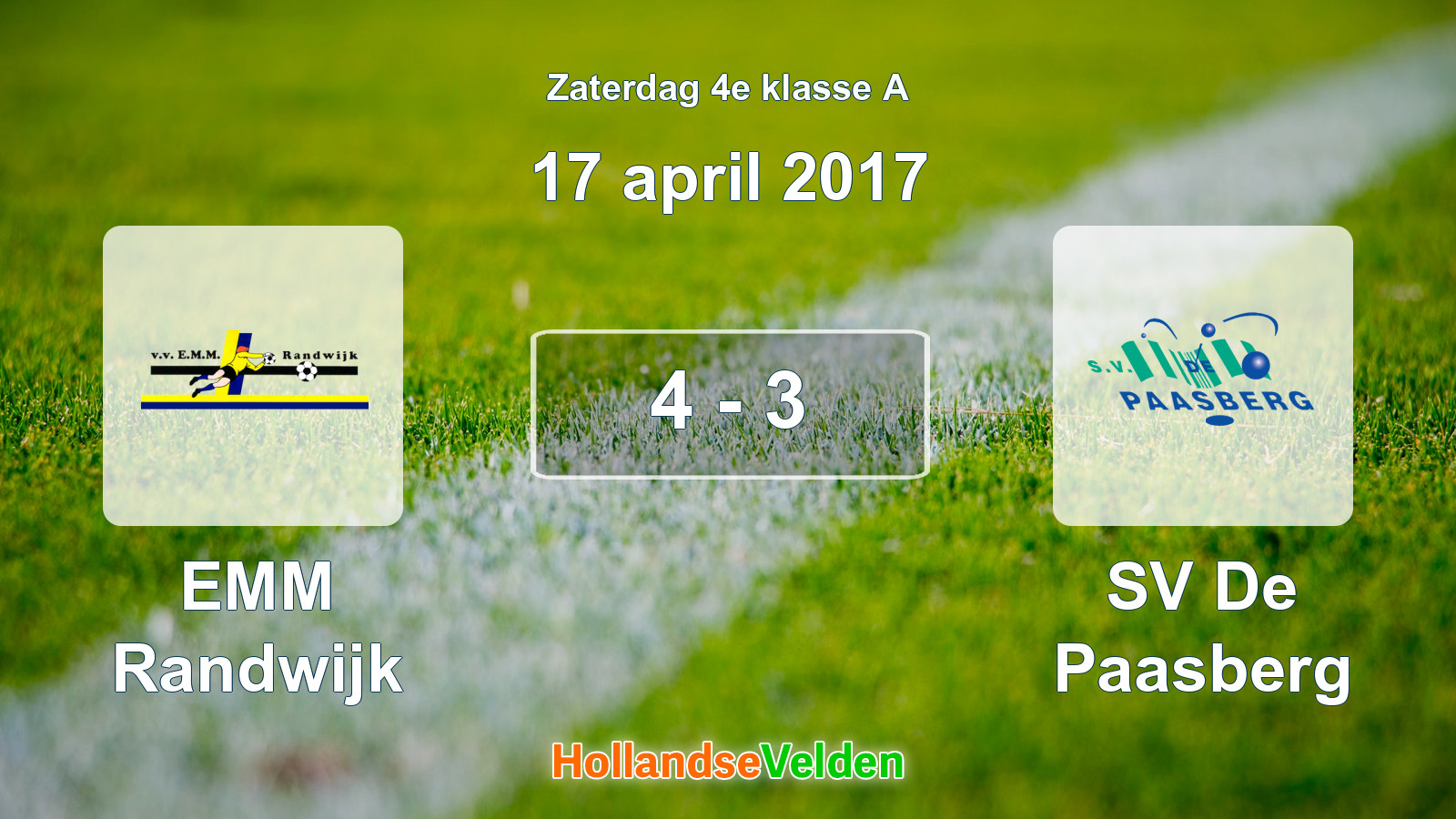 Gespeelde wedstrijd: EMM Randwijk - SV De Paasberg 4 - 3 (17 april 2017)