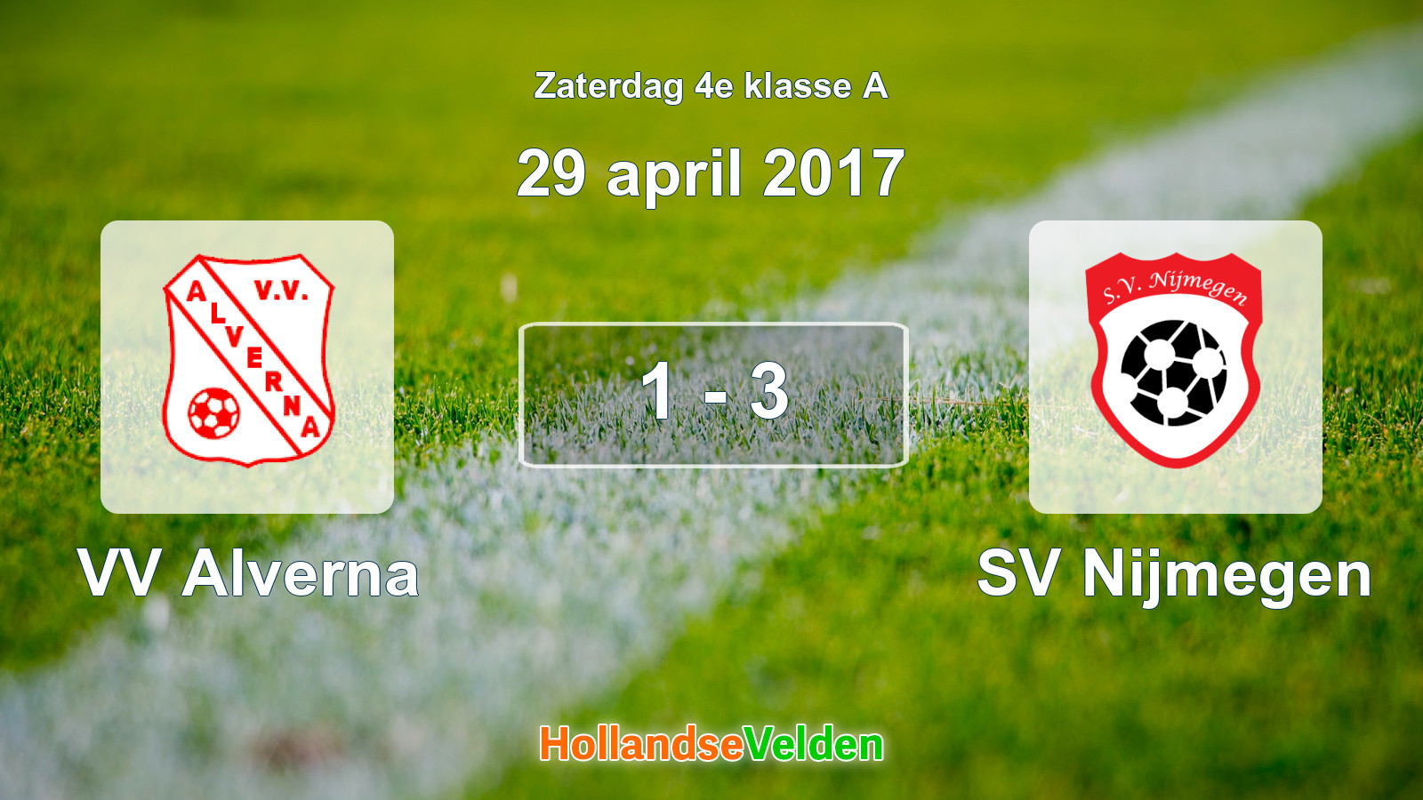 Gespeelde wedstrijd: VV Alverna - SV Nijmegen 1 - 3 (29 april 2017)