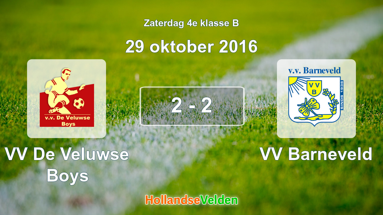 Gespeelde wedstrijd: VV De Veluwse Boys - VV Barneveld 2 - 2 (29 oktober 2016)