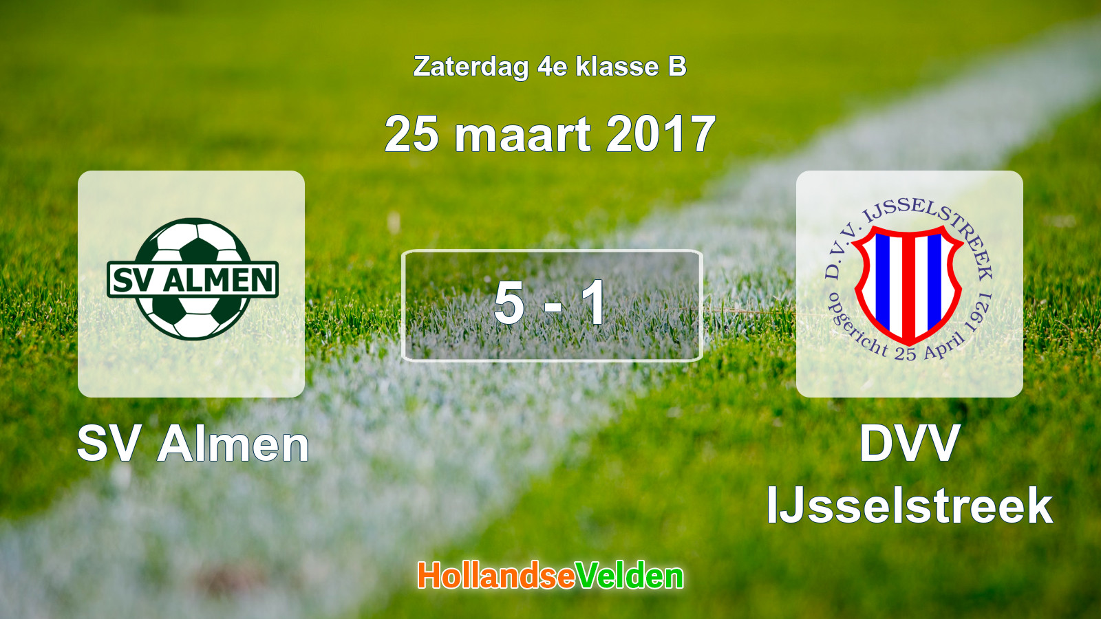 Gespeelde wedstrijd: SV Almen - DVV IJsselstreek 5 - 1 (25 maart 2017)
