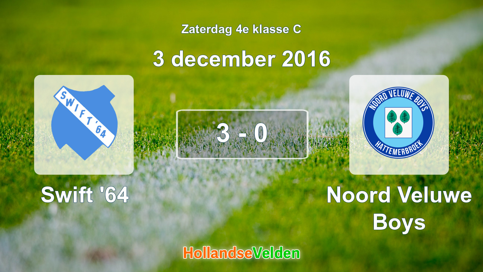 Gespeelde wedstrijd: Swift '64 - Noord Veluwe Boys 3 - 0 (3 december 2016)