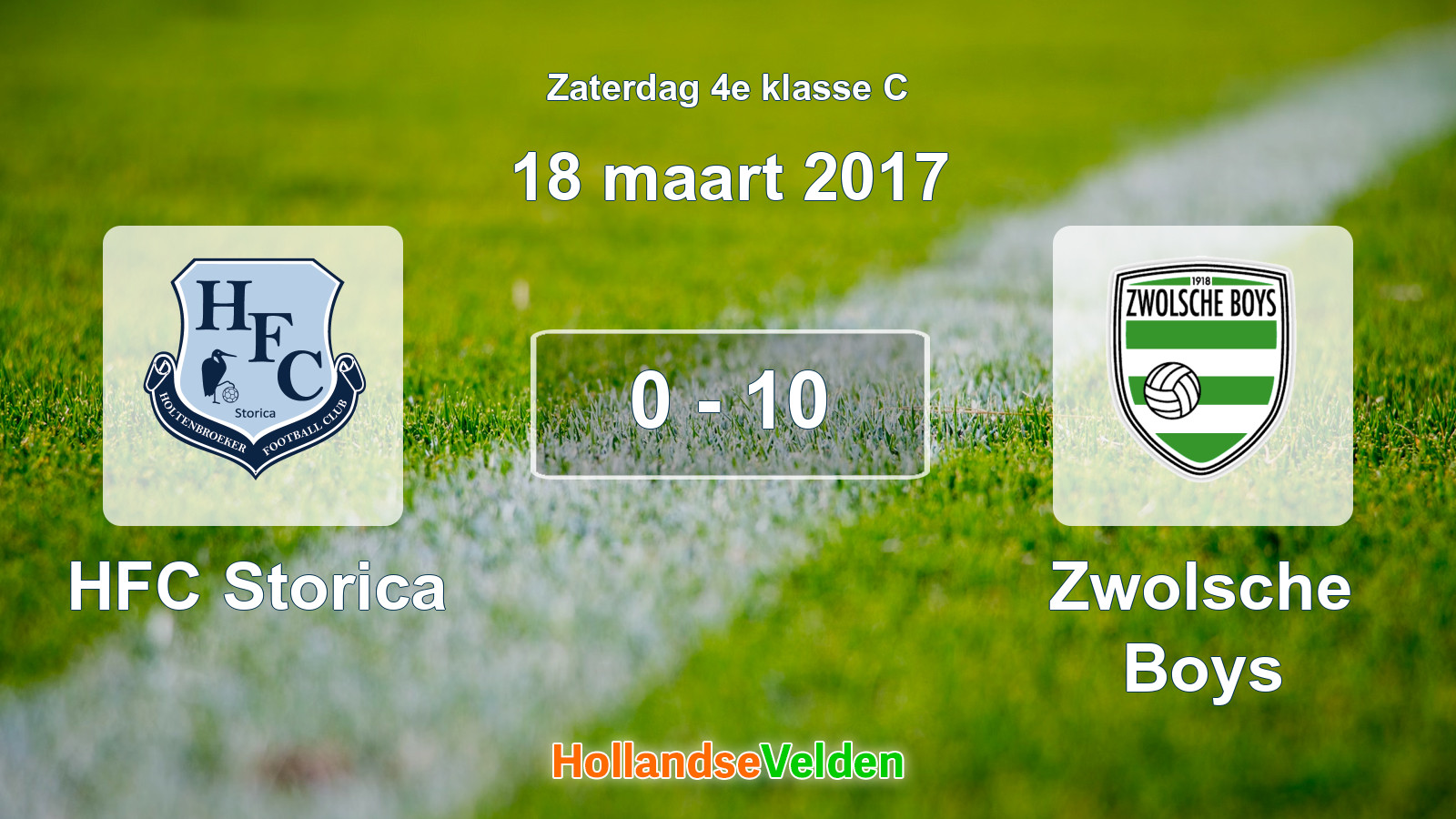 Gespeelde wedstrijd: HFC Storica - Zwolsche Boys 0 - 10 (18 maart 2017)