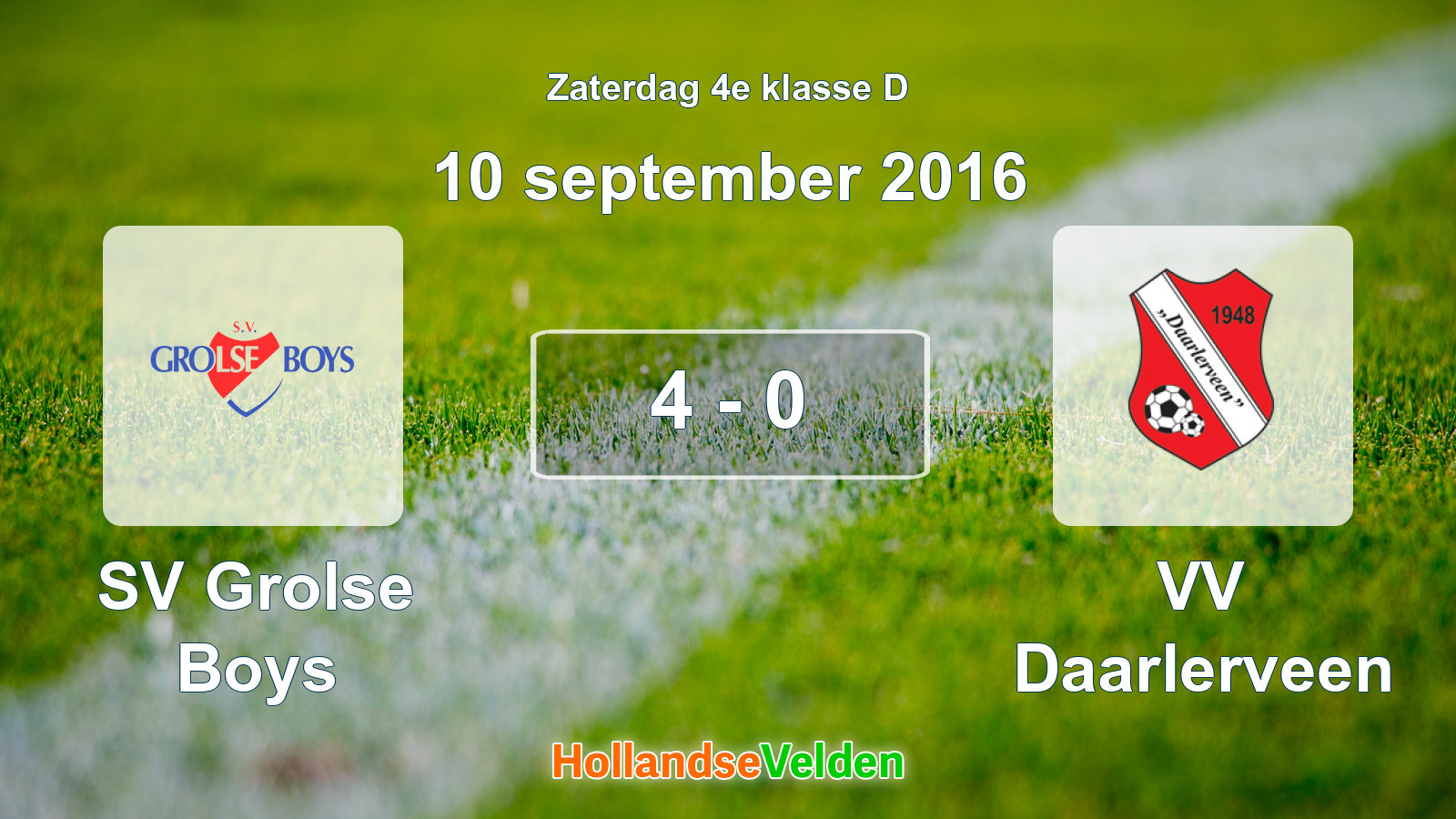 Gespeelde wedstrijd: SV Grolse Boys - VV Daarlerveen 4 - 0 (10 september 2016)