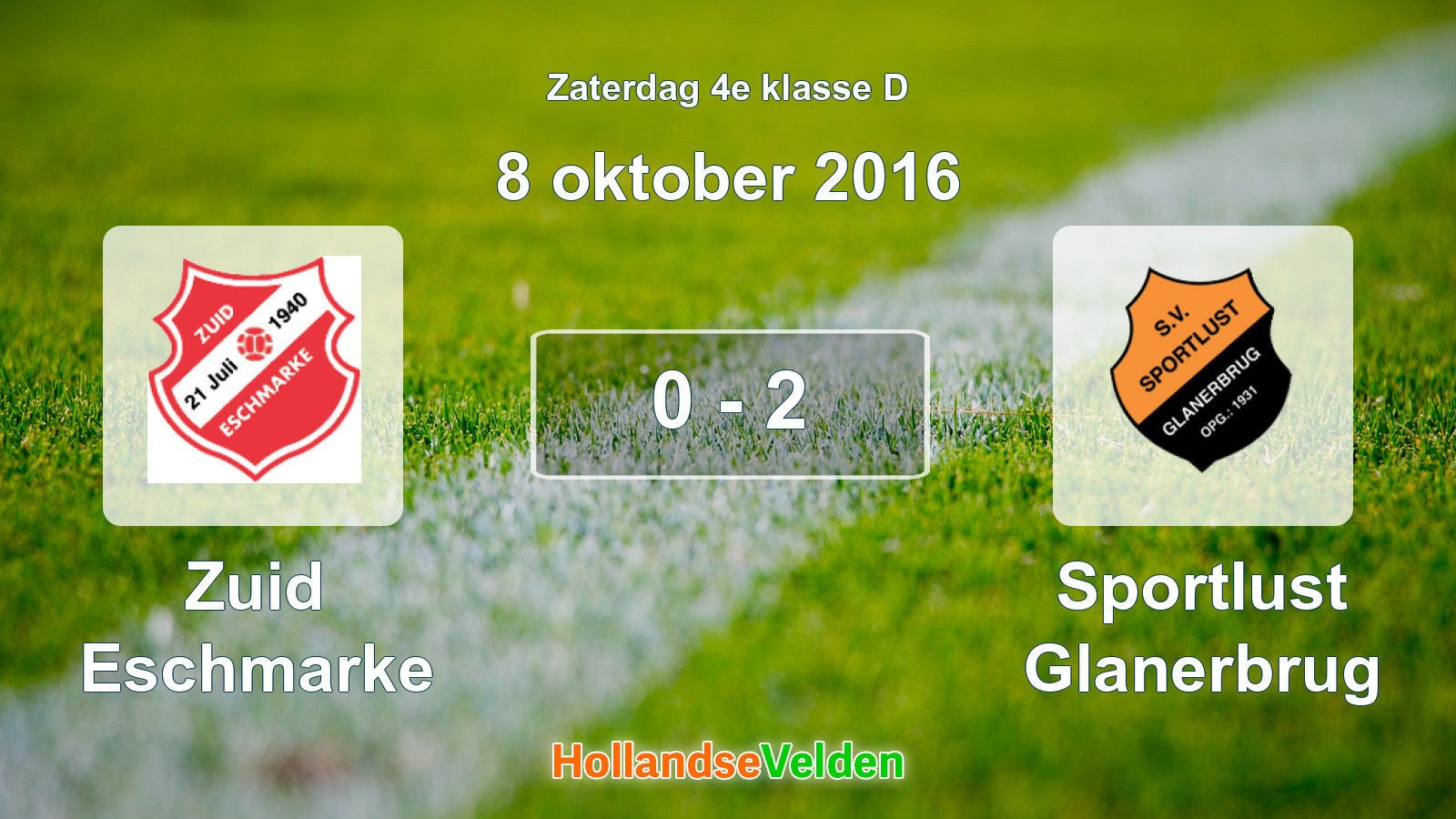 Gespeelde wedstrijd: Zuid Eschmarke - Sportlust Glanerbrug 0 - 2 (8 oktober 2016)