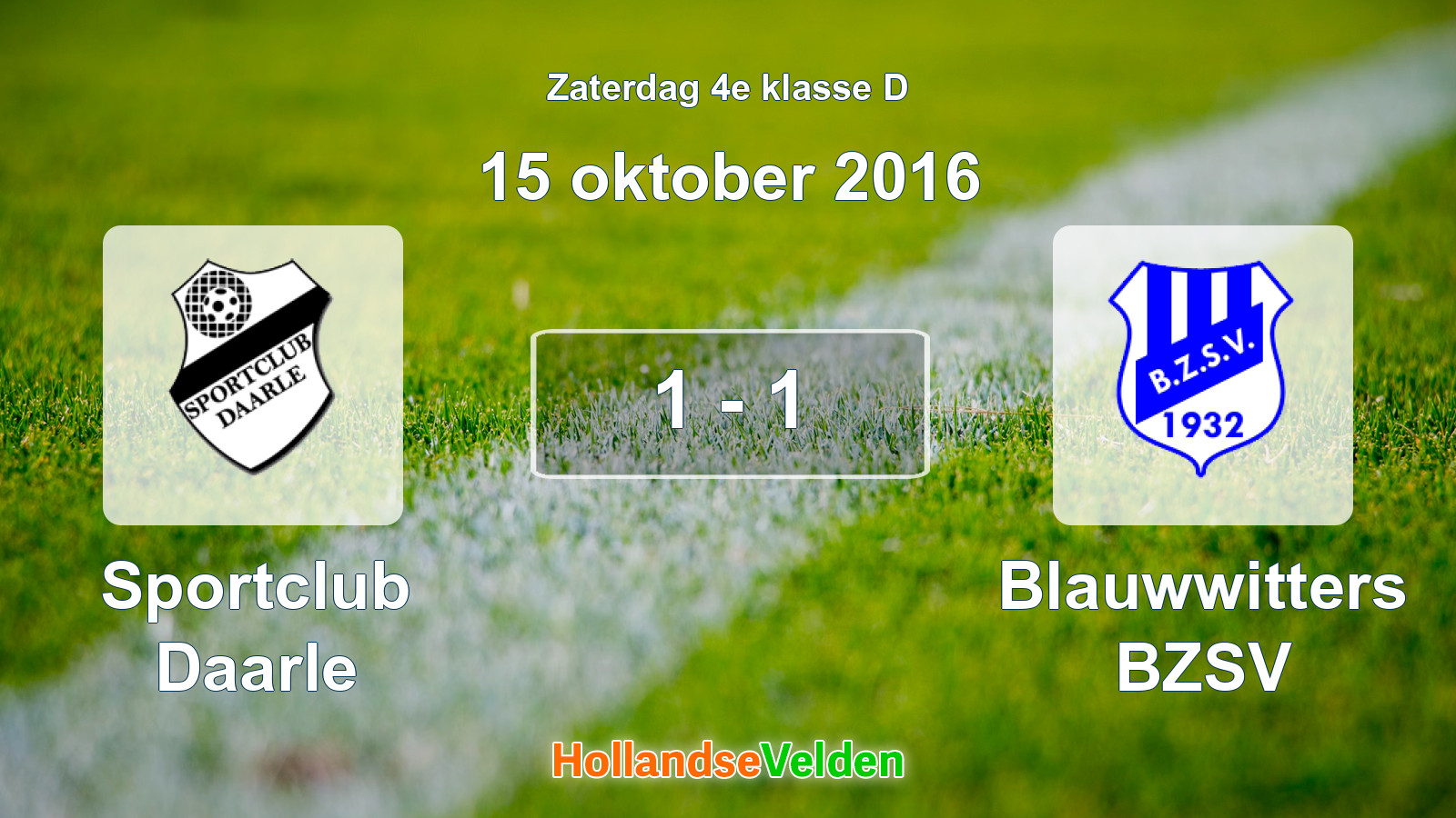 Gespeelde wedstrijd: Sportclub Daarle - Blauwwitters BZSV 1 - 1 (15 oktober 2016)