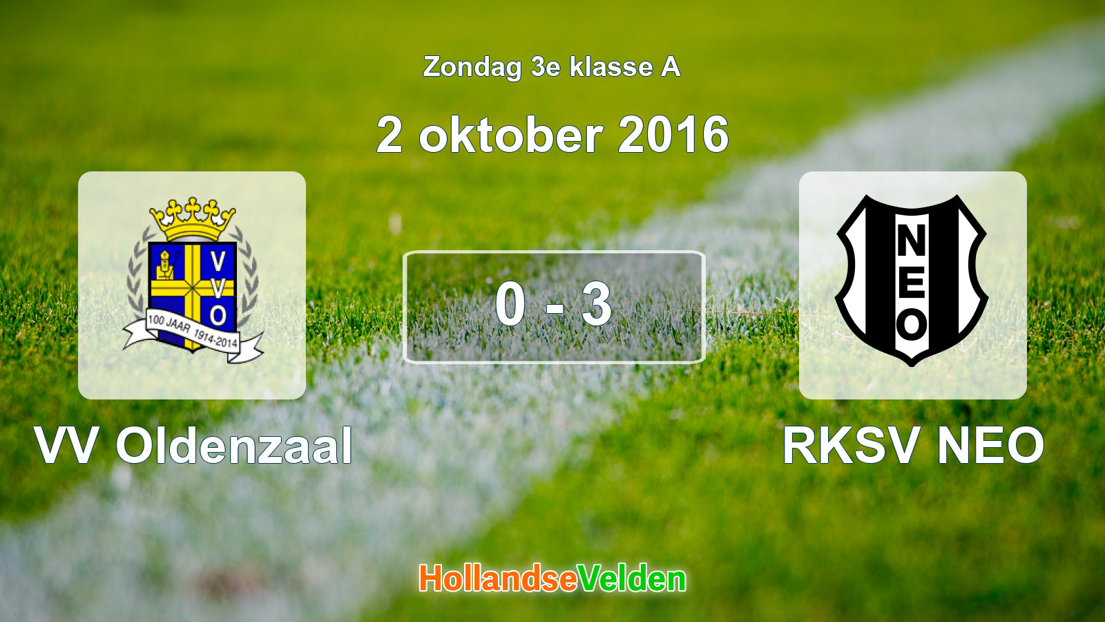 Gespeelde wedstrijd: VV Oldenzaal - RKSV NEO 0 - 3 (2 oktober 2016)