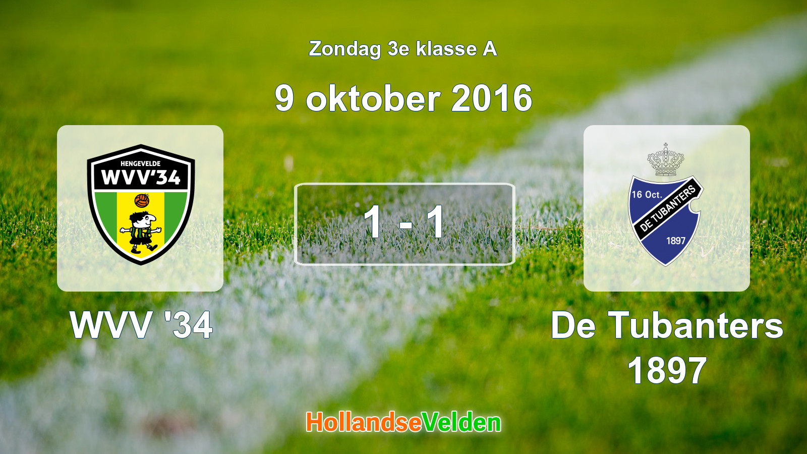 Gespeelde wedstrijd: WVV '34 - De Tubanters 1897 1 - 1 (9 oktober 2016)