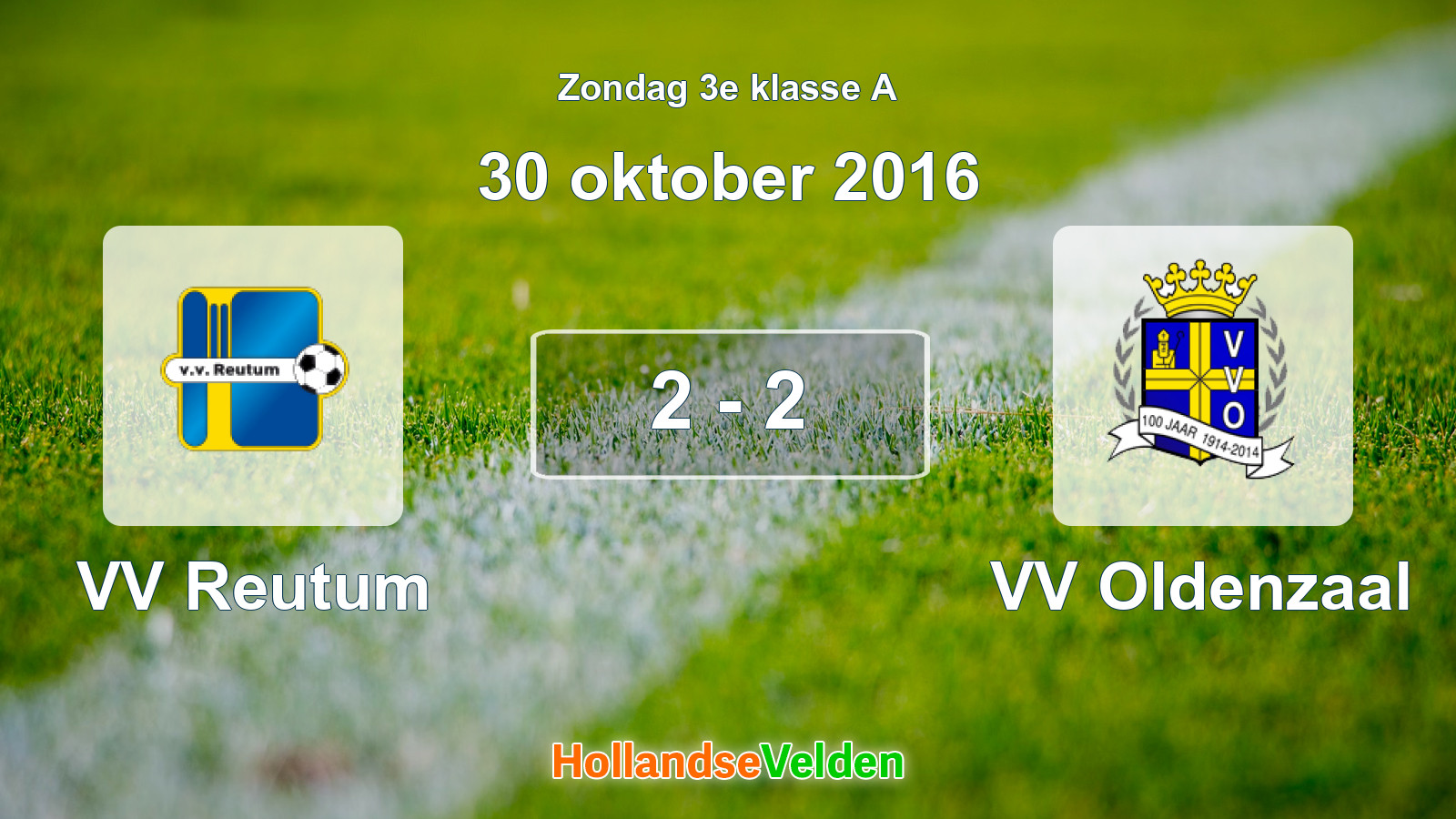 Gespeelde wedstrijd: VV Reutum - VV Oldenzaal 2 - 2 (30 oktober 2016)