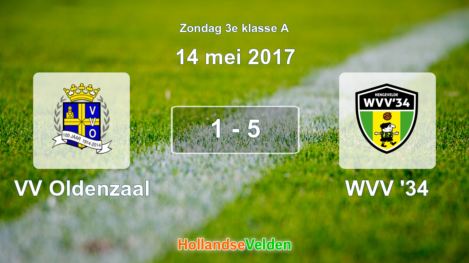Gespeelde wedstrijd: VV Oldenzaal - WVV '34 1 - 5 (14 mei 2017)