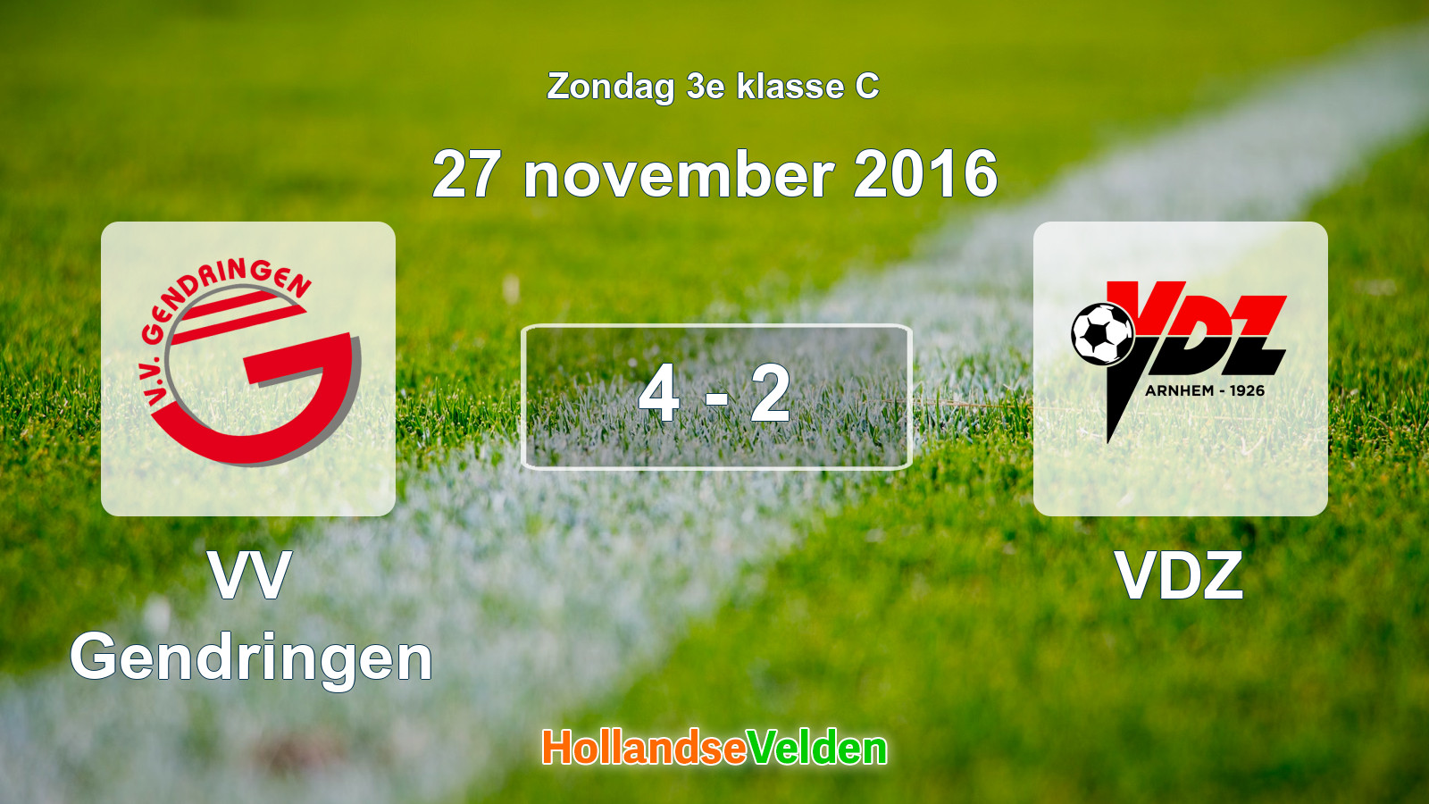 Gespeelde wedstrijd: VV Gendringen - VDZ 4 - 2 (27 november 2016)