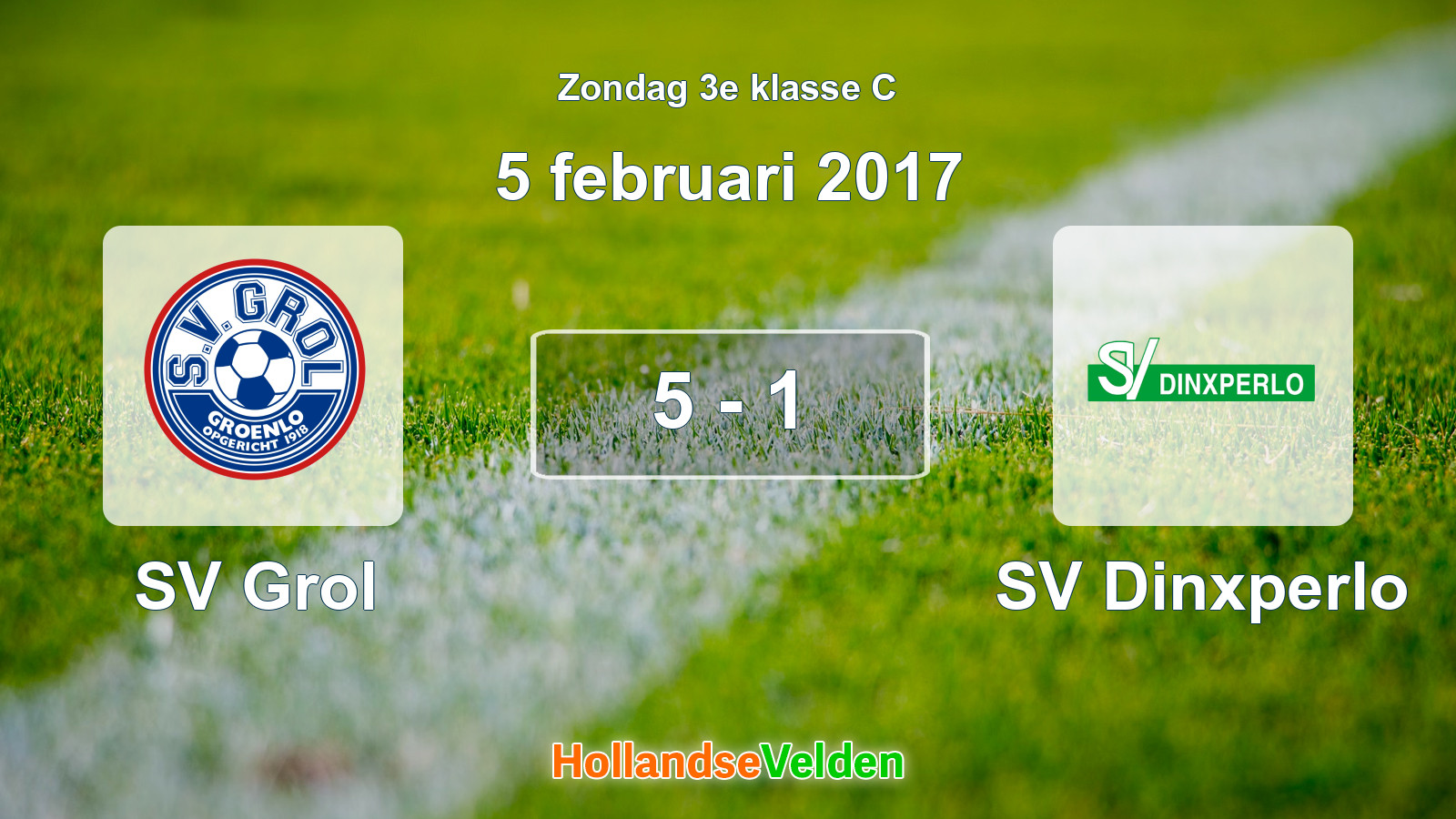 Gespeelde wedstrijd: SV Grol - SV Dinxperlo 5 - 1 (5 februari 2017)