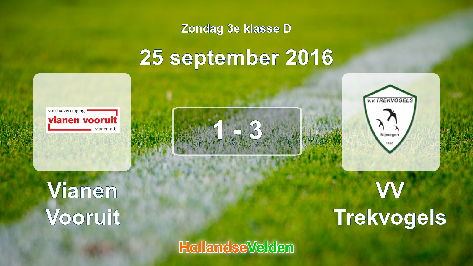 Gespeelde wedstrijd: Vianen Vooruit - VV Trekvogels 1 - 3 (25 september 2016)