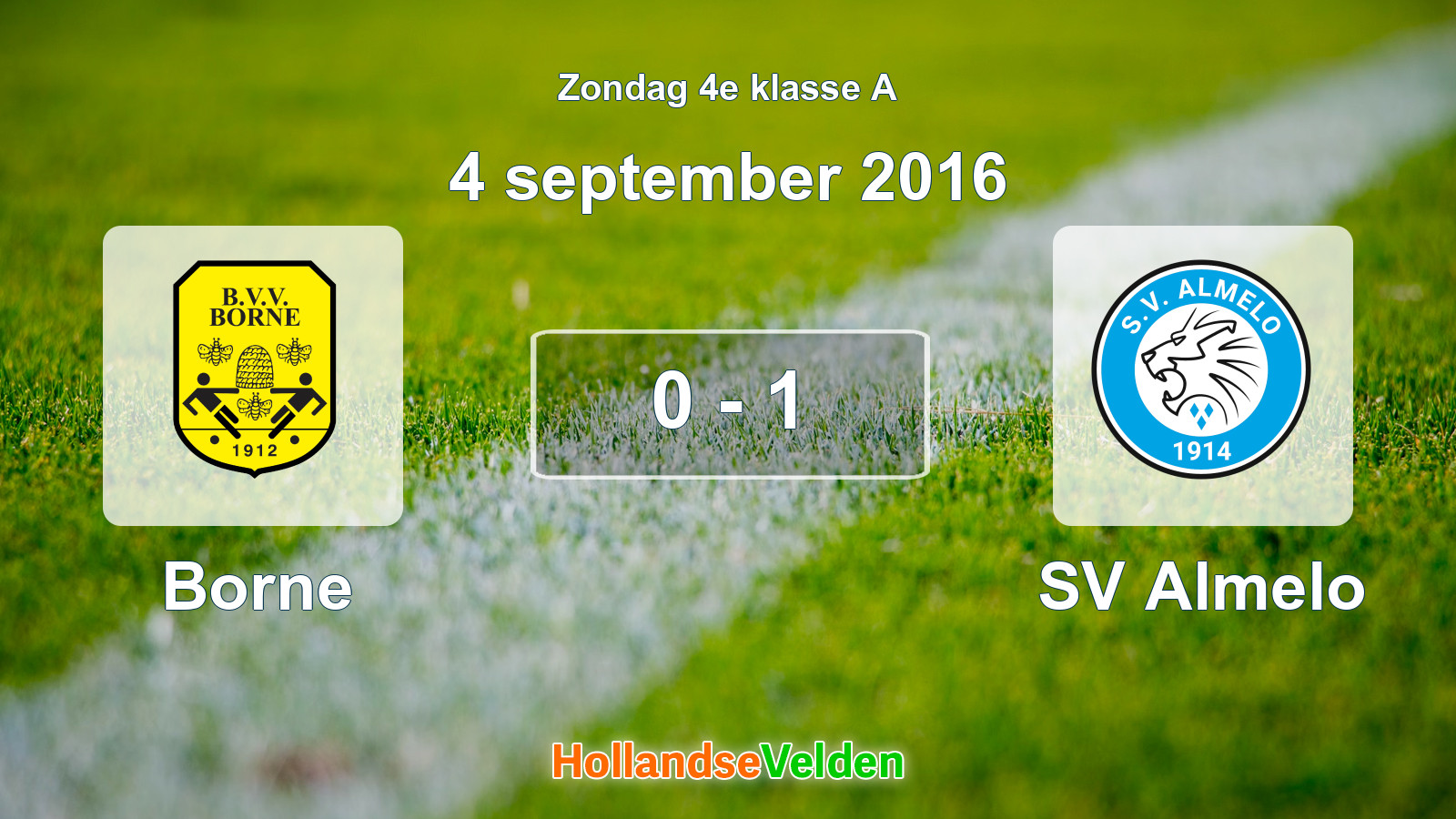 Gespeelde wedstrijd: Borne - SV Almelo 0 - 1 (4 september 2016)