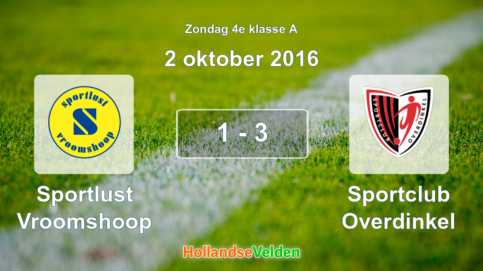 Gespeelde wedstrijd: Sportlust Vroomshoop - Sportclub Overdinkel 1 - 3 (2 oktober 2016)